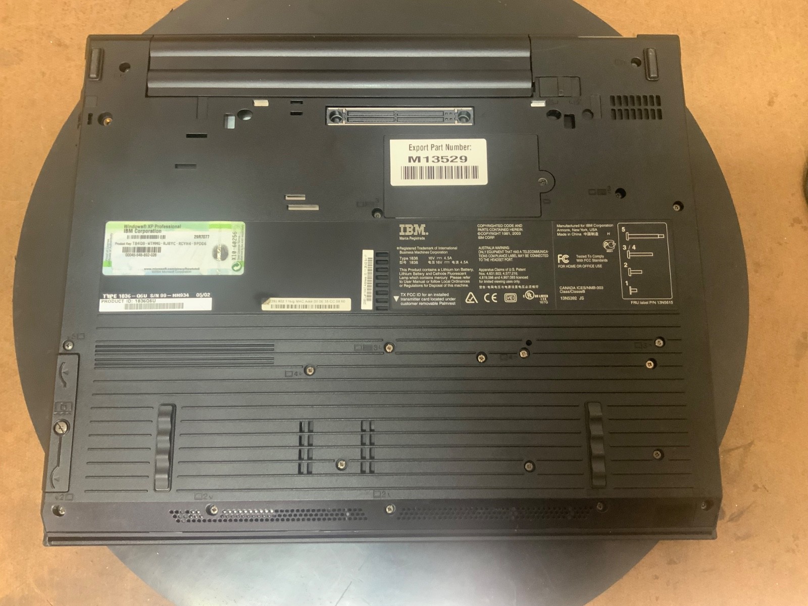 IBM ThinkPad R51 1836 – Pentium M 735 1.7 GHz – 15″ TFT For Parts or repair