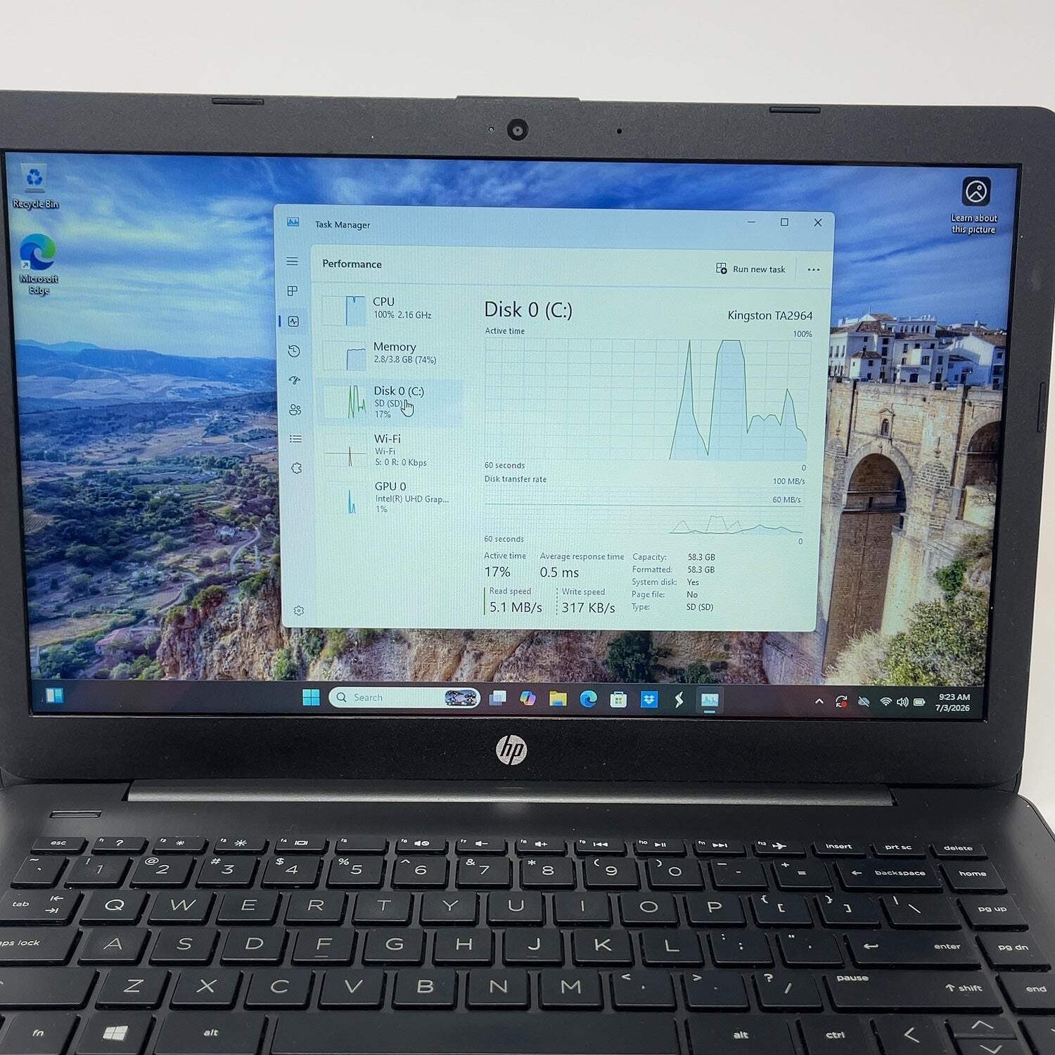 HP Stream 14-cb174wm 14″ Celeron N4020 1.1GHz 4GB RAM 64GB SSD