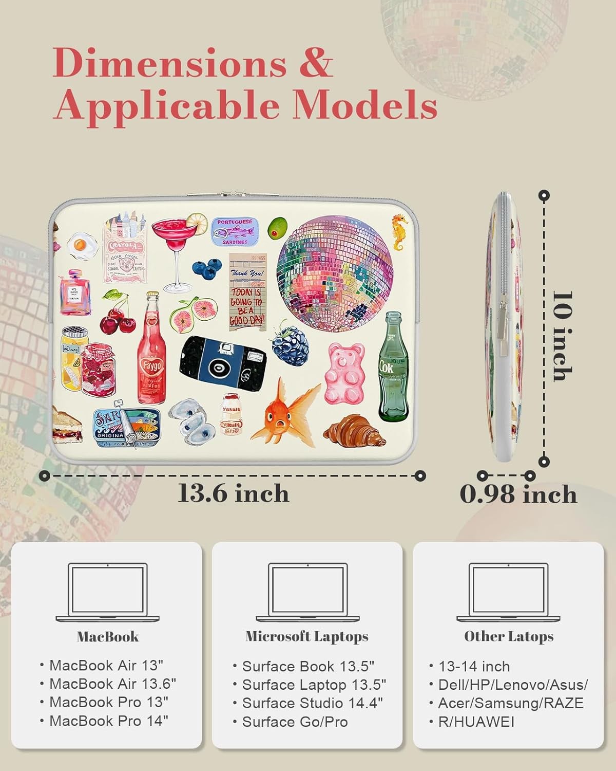 Slim Travel Sleeve for 13 inch MacBook Air, Protective Case for 13-14 Inch Lapto