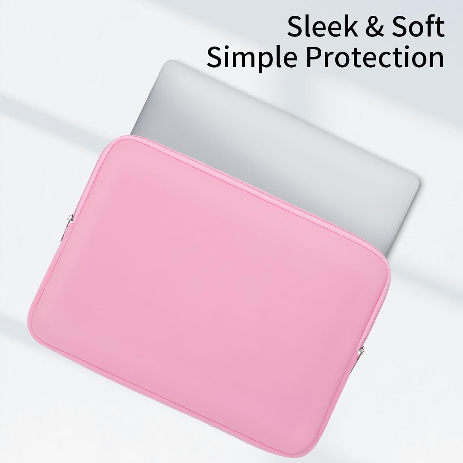 Protective Soft Padded Zipper Cover for 14″ Notebook Laptop Sleeve Case in Pink