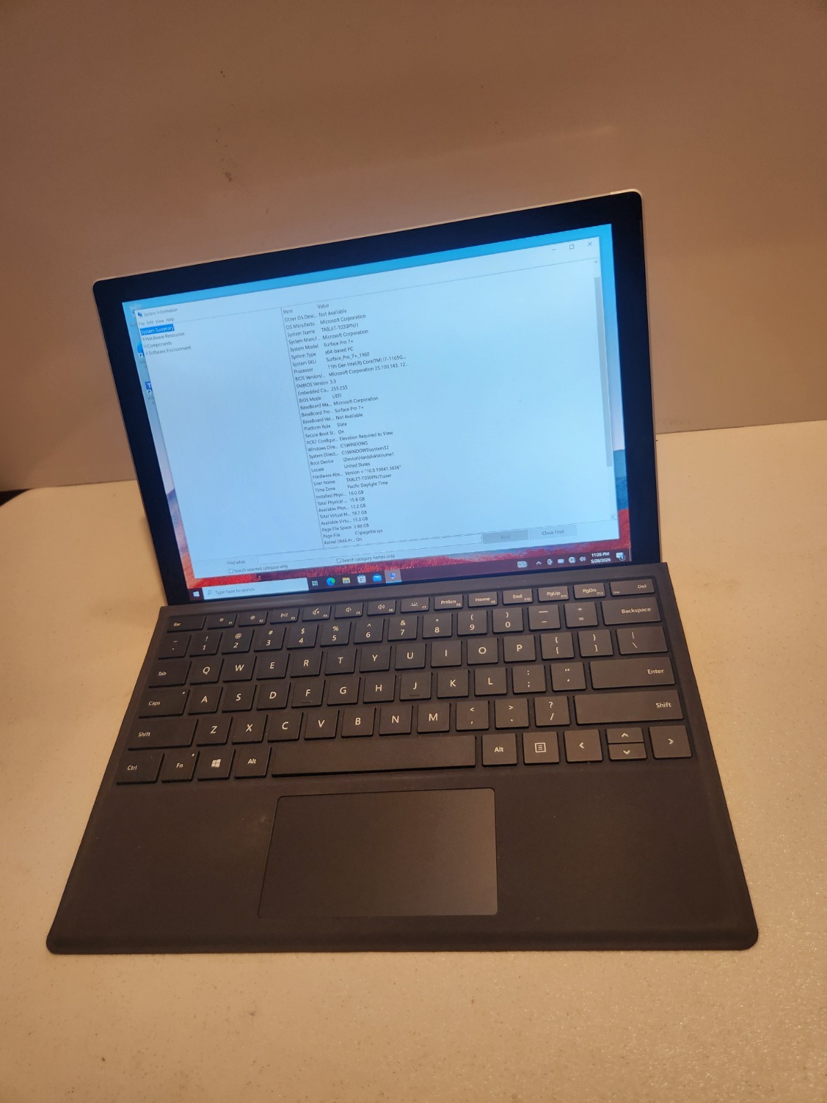 Microsoft Surface Pro 7+ i7, 16GB, 256 SSD 11th Gen 1165G7 processor.wind 11 pro