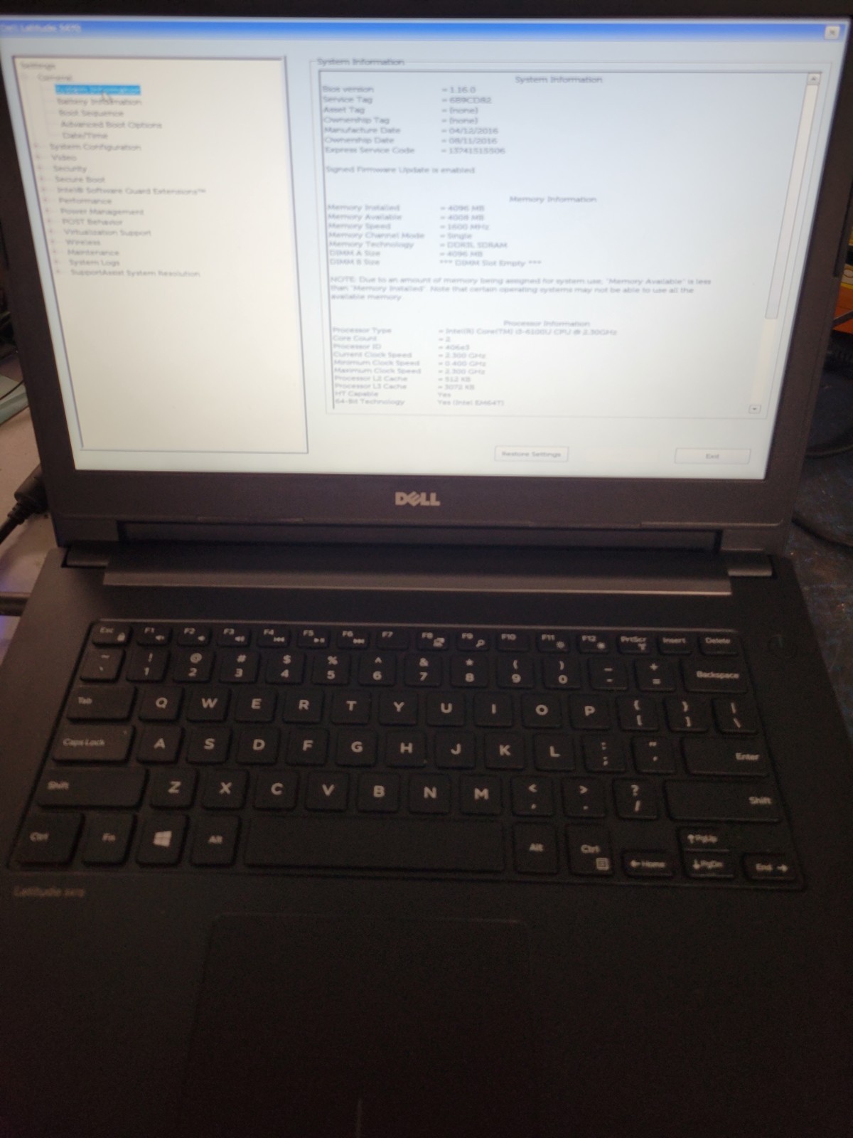 Dell Latitude 3470 i3-6100U@2.3GHz 4GB RAM No HD/OS *BIOS/No battery* | C1144*