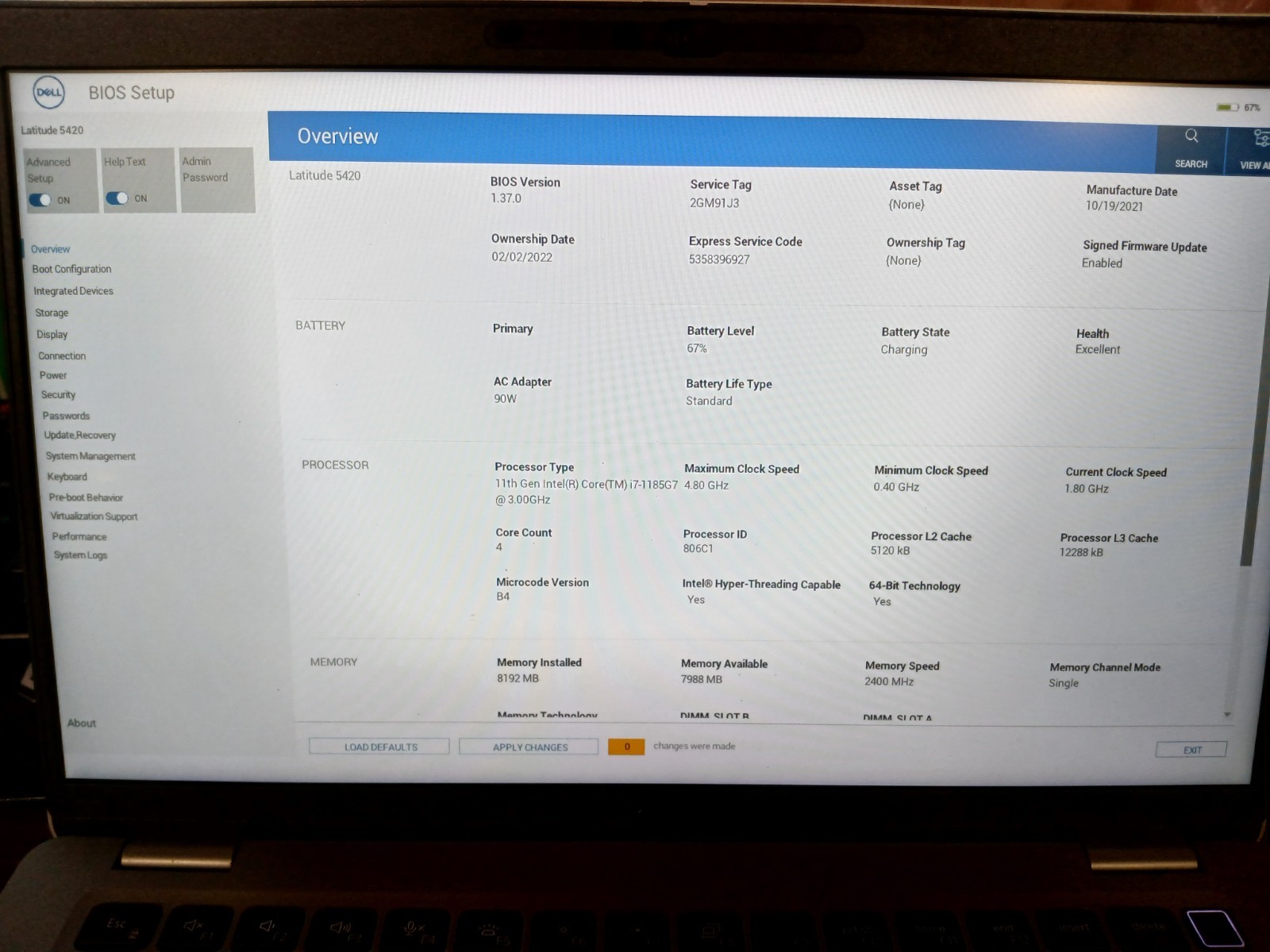 Dell Latitude 5420 14″ Laptop i7-1165G7 8GB RAM 256GB SSD WIN11 #97