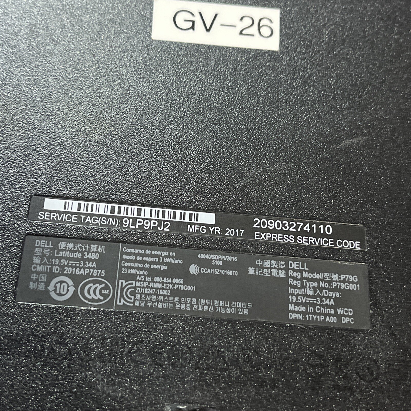 DELL LATITUDE 3480 INTEL CORE I3-6006U 2.00GHZ 8GB RAM NO HD ,