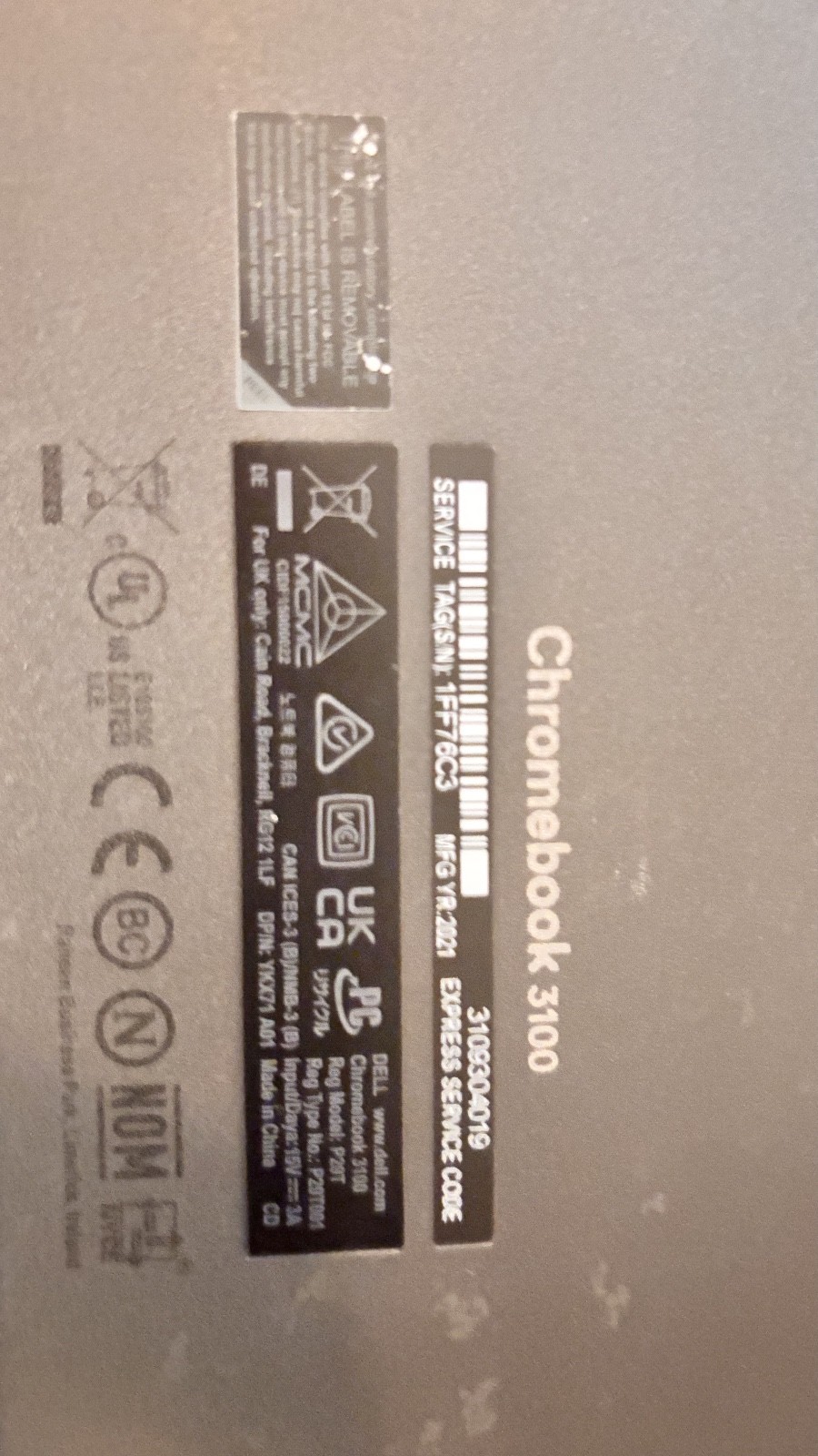 Dell Chromebook 3100 | Intel Celeron N4020 | 4GB RAM | Tested | Charger | Webcam