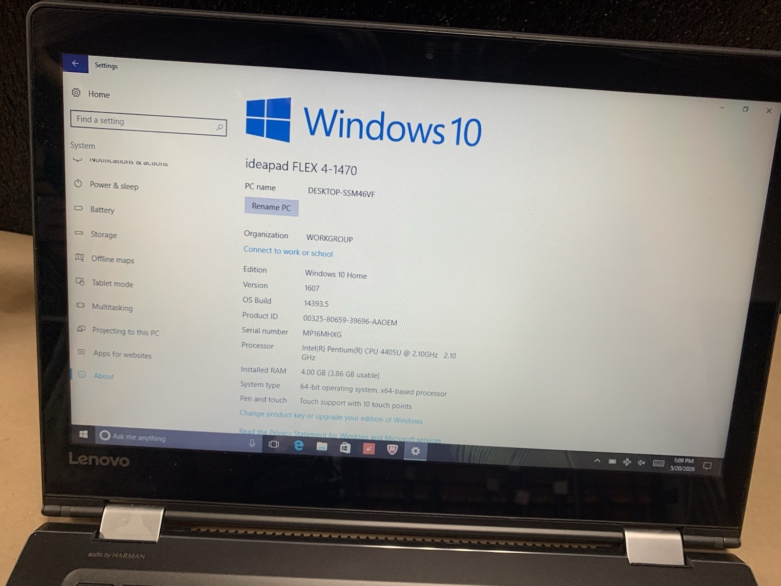 Lenovo IdeaPad 1 14″ Pentium 4405U 2.10 GHz 4GB RAM 500GB HDD