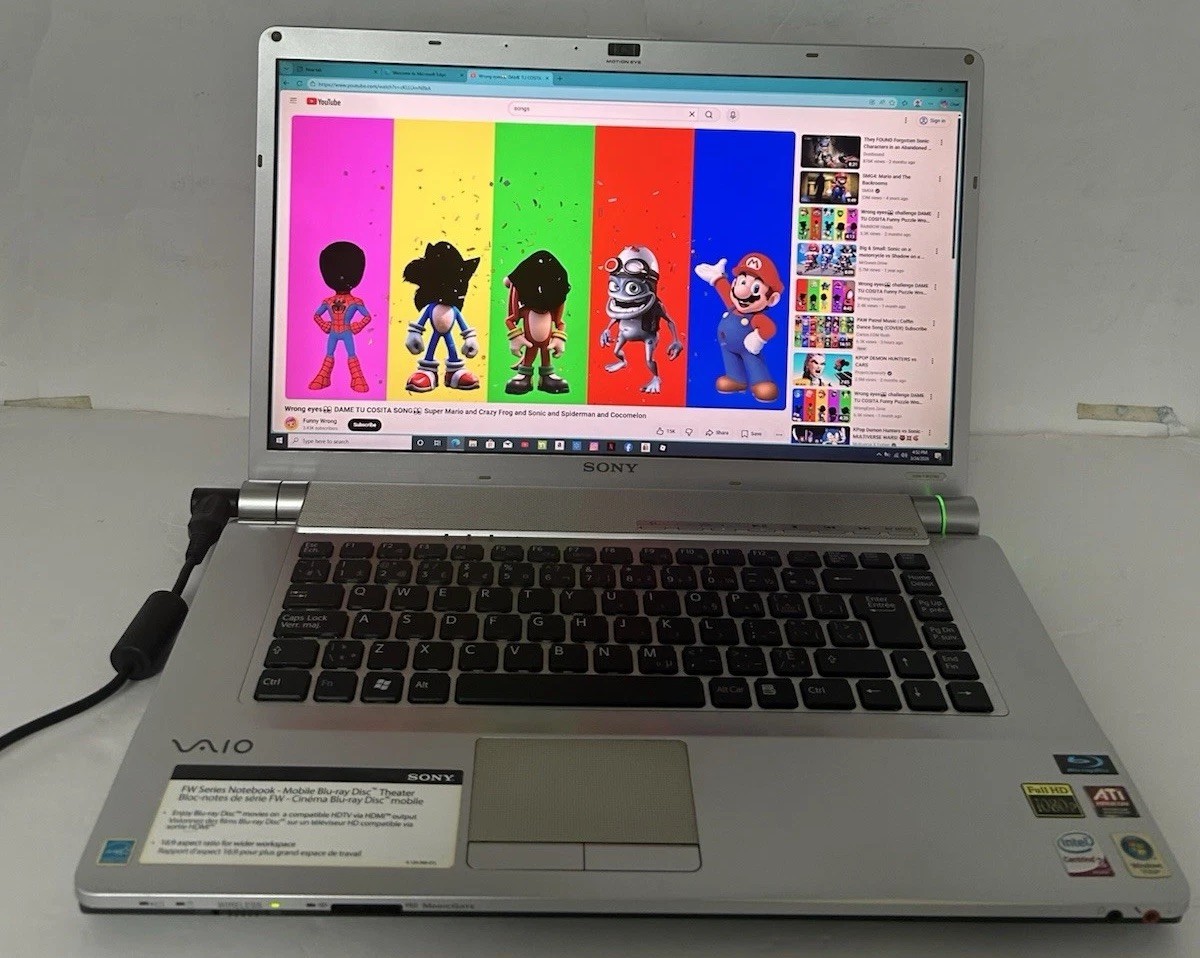 Sony PCG-3F1L VGN-FW300/355J 16.4″Intel Core 2Duo P8600 2.4GHz 4GB Ram-250GB HDD