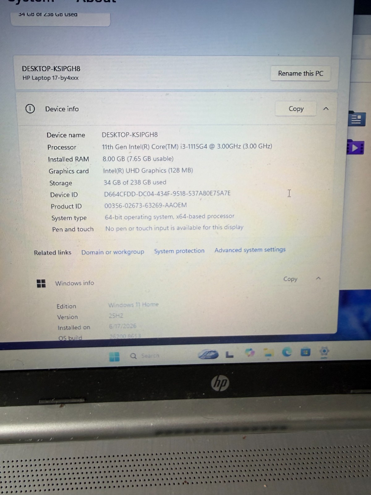 HP 17.3″ Laptop – i3 11th Gen / 8GB RAM / 256GB SSD / Windows 11
