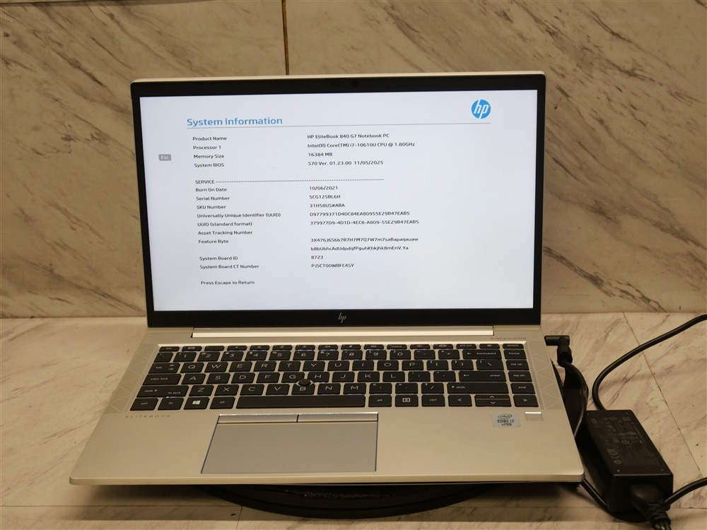 HP ELITEBOOK 840 G7 14″ Laptop i7-10610 16GB DDR4 1920 X 1080 w/ AC Adapter!