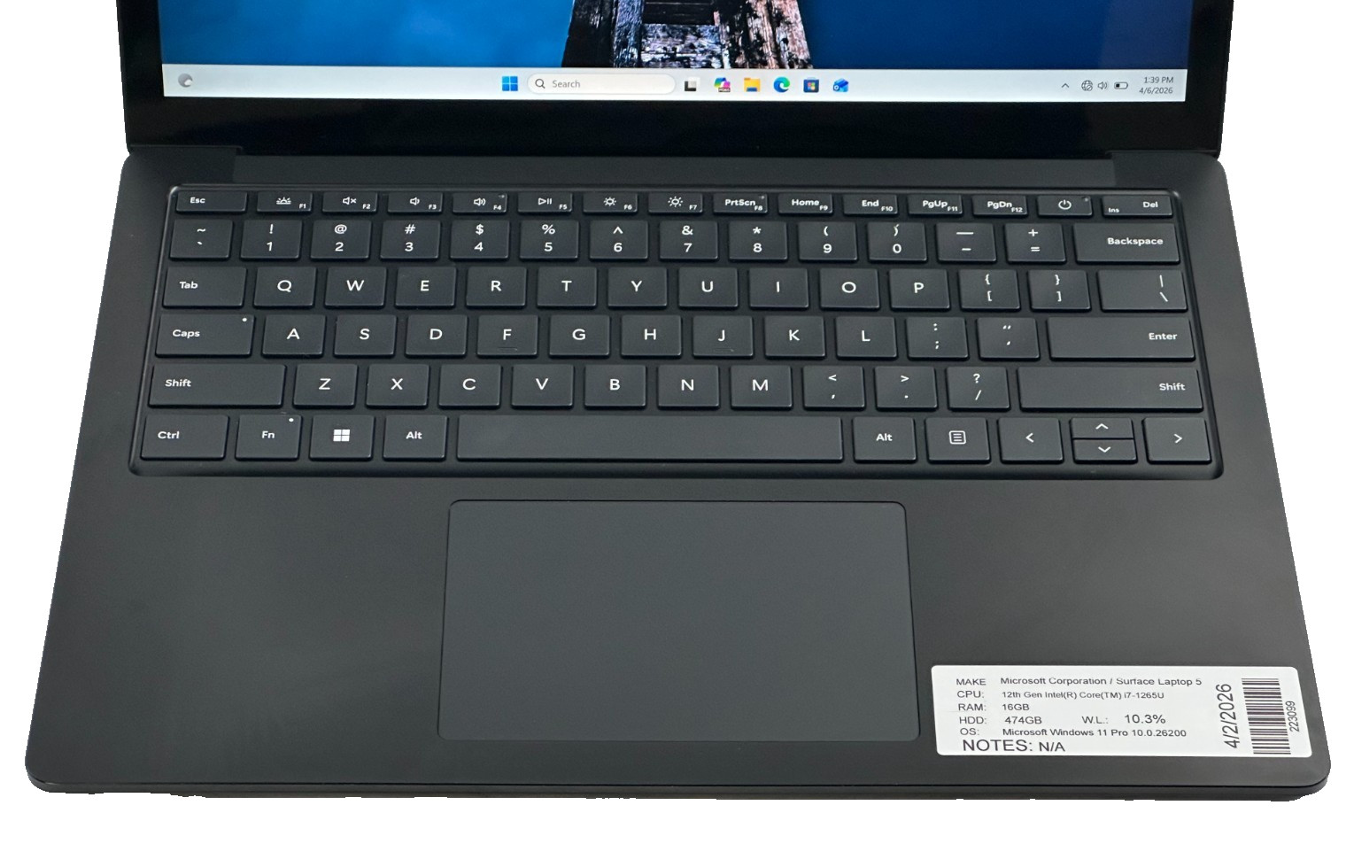 MICROSOFT SURFACE 5 LAPTOP ULTRA 7 165H @ 3.80 GHZ 16GB RAM 476GB SSD (lp694)