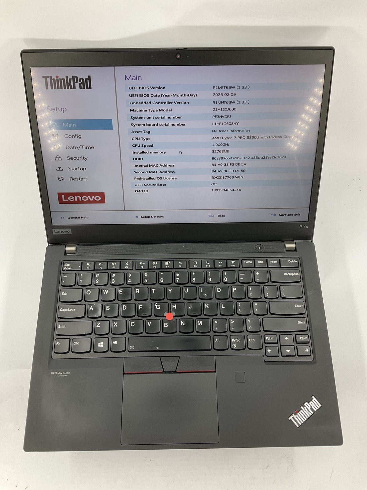 Lenovo ThinkPad P14s Gen 2 14″ Touch AMD Ryzen 7 Pro 5850U 1TB 32GB B Win 11 Pro