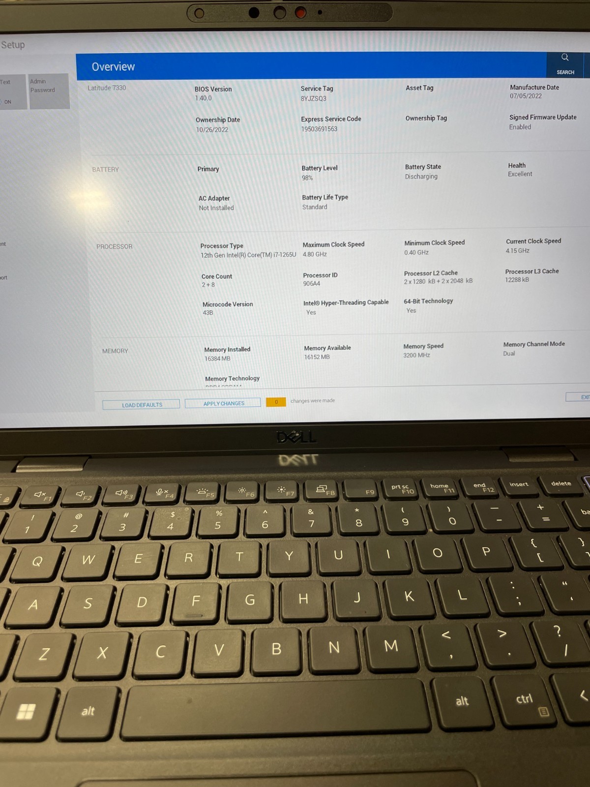 Dell Latitude 7330 Core i7-1265U 1.80GHz 16GB 512GB SSD NVMe BT-WIFI #26
