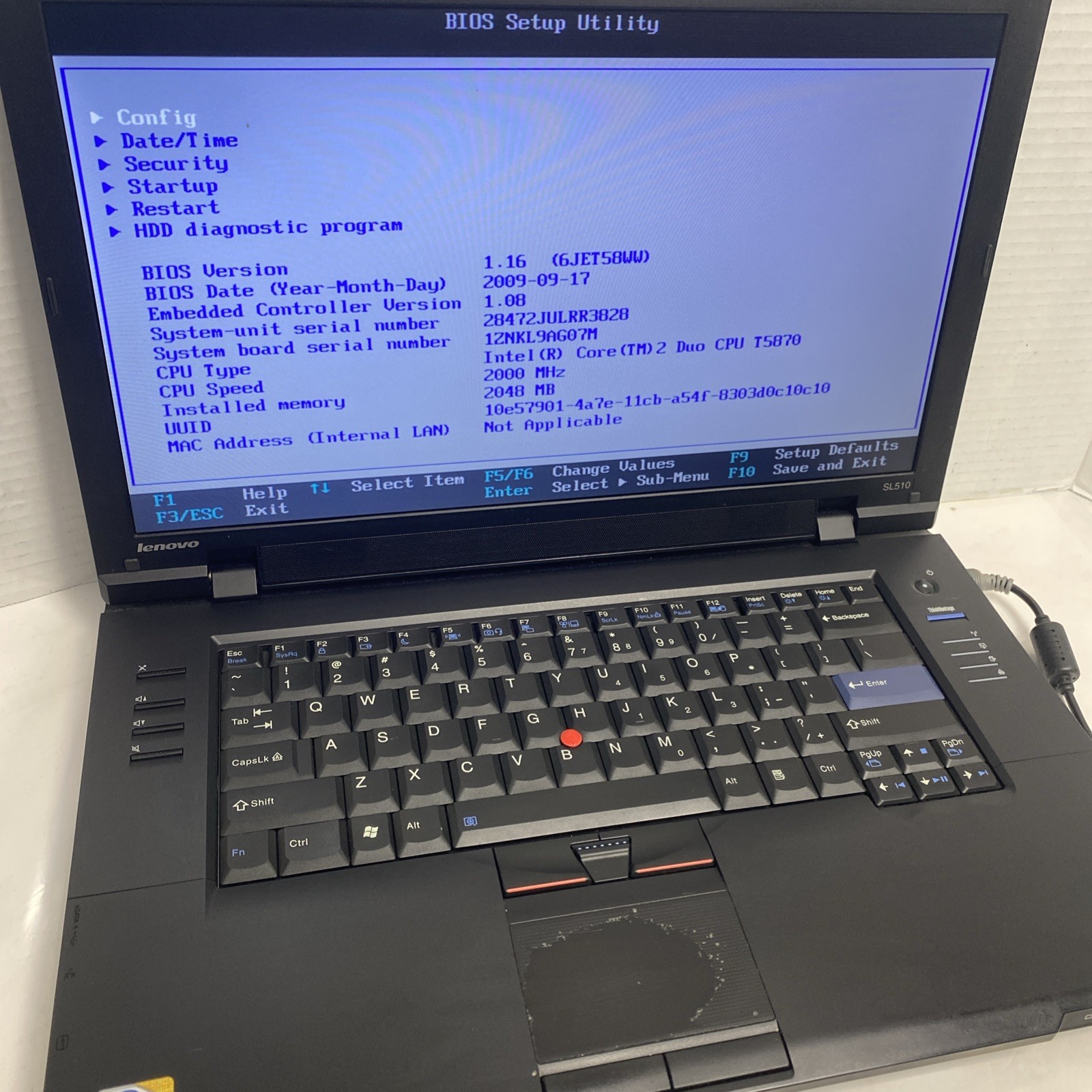 Lenovo ThinkPad SL510 Intel Core2Duo *read*