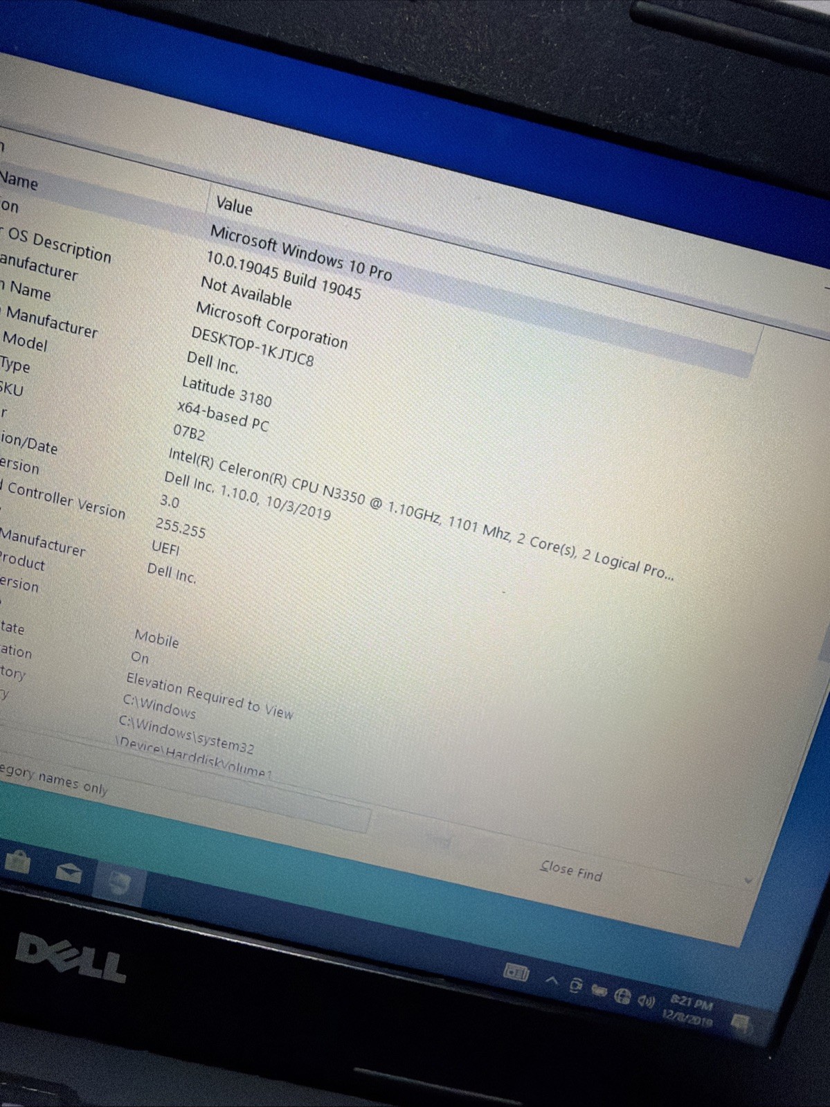 Dell Latitude 3180 11″ Laptop Celeron N3350 4gb Ram 64gb SSD Windows 10 Pro