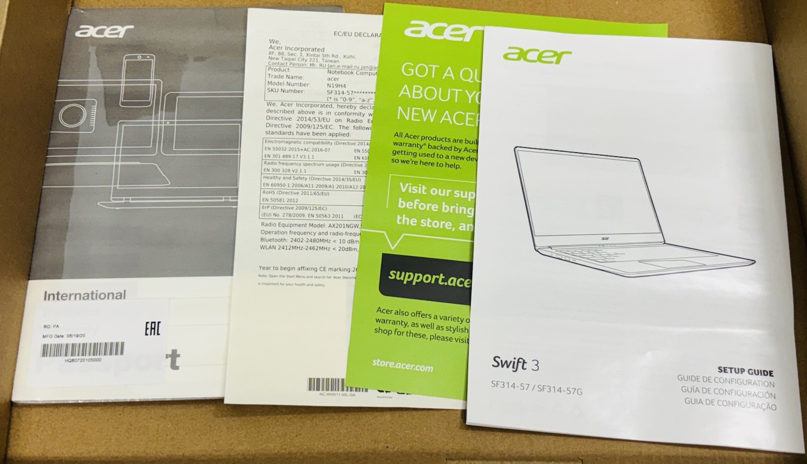 NEW OPEN BOX acer Swift 3 SF314-57-59EY Steel Gray Laptop {P/N# NX.HJFAA.004}