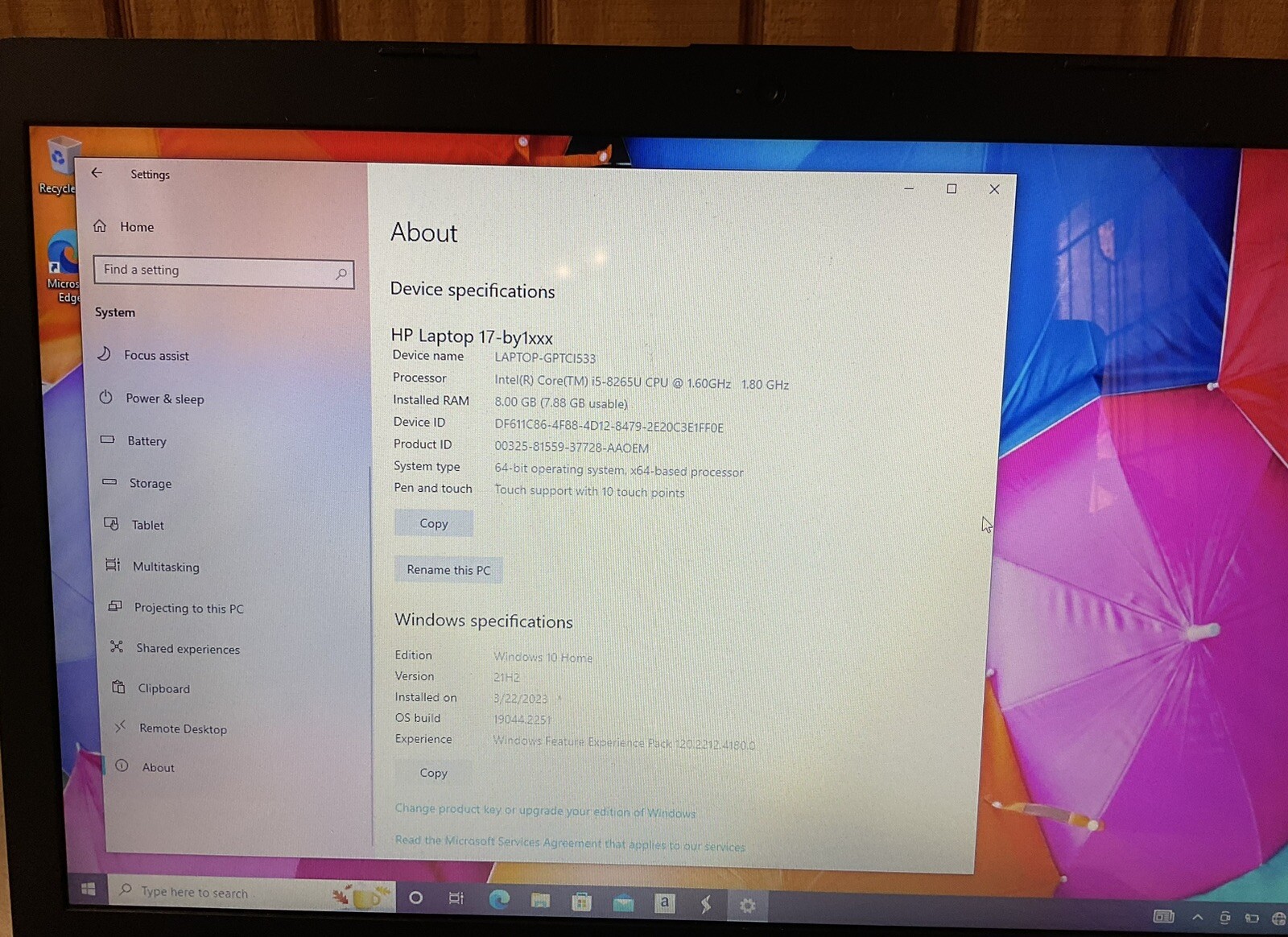 HP Laptop 8GB Windows 10 (17 X 1)