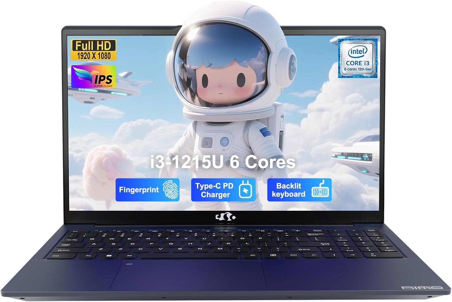 NIMO 15.6″ IPS FHD Laptop Intel 6 Core i3-1215U 8GB RAM 256GB SSD Backlit KB