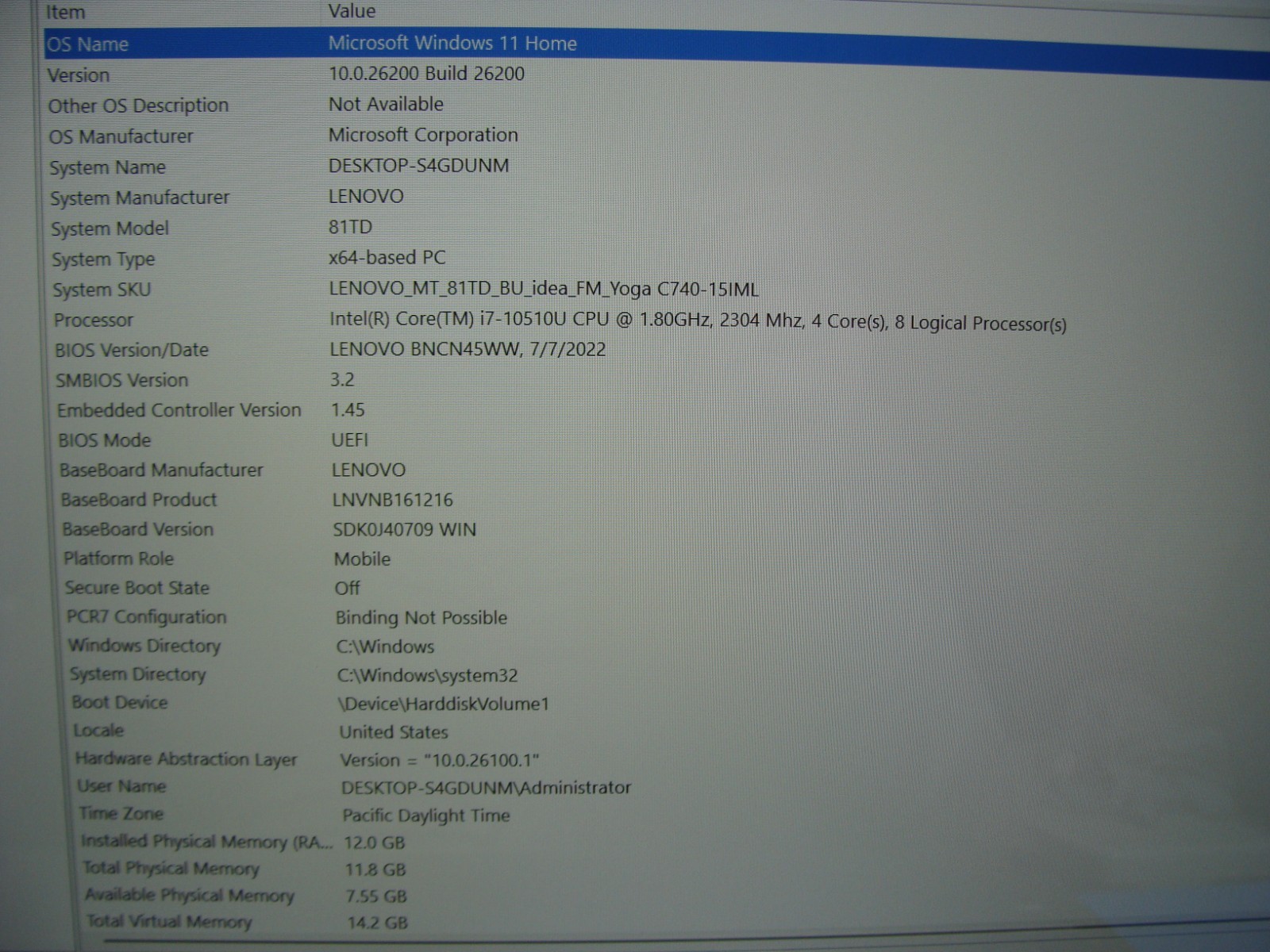 Lenovo Yoga C740-15IML 15.6″ FHD Touch i7-10510U 1.8GHz 12GB 512GB +Charger