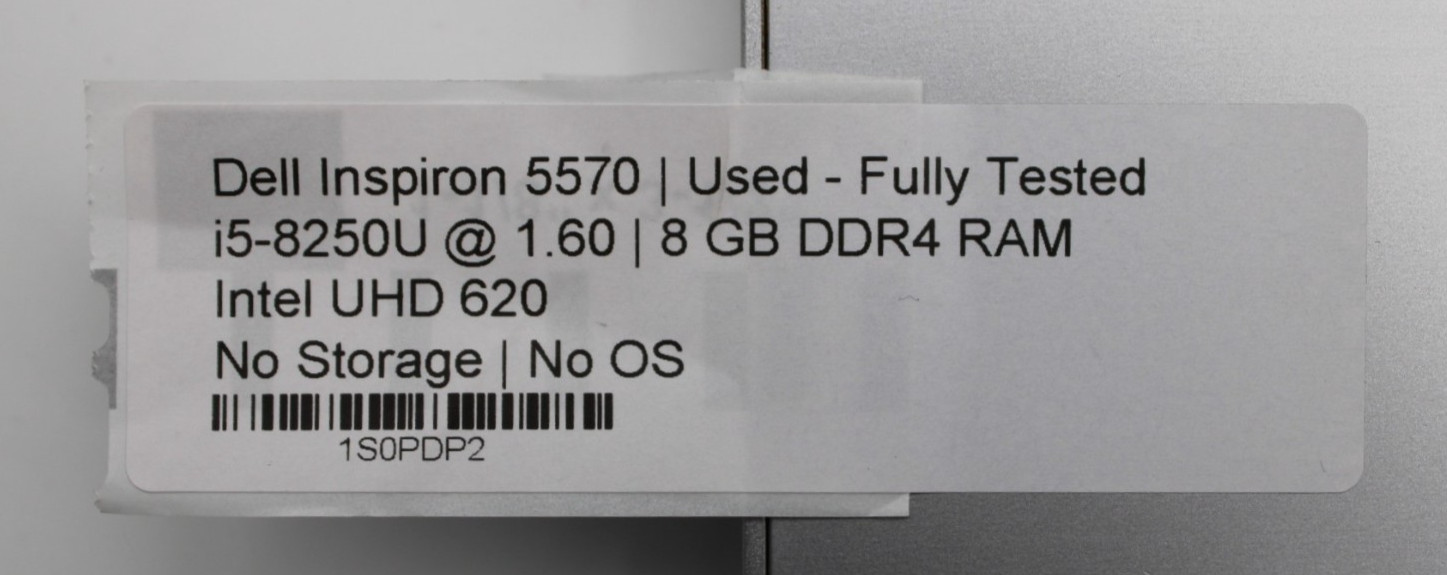 Dell Inspiron 5570 i5-8250U@1.6GHz 8GB DDR4 NO STORAGE/OS *USED TESTED*