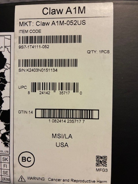 MSI Claw A1M – Core Ultra 5 135H 3.60GHz 16GB RAM 512GB SSD