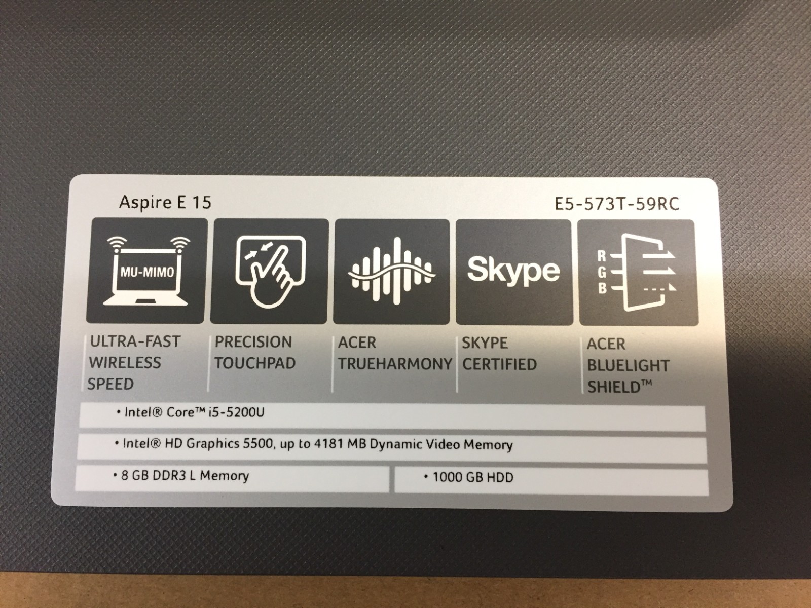 *Bad Batte* Acer Aspire E 15 E5-573T-59RC 15.6 Touch Laptop/i5-5200U/8GB/1TB HDD