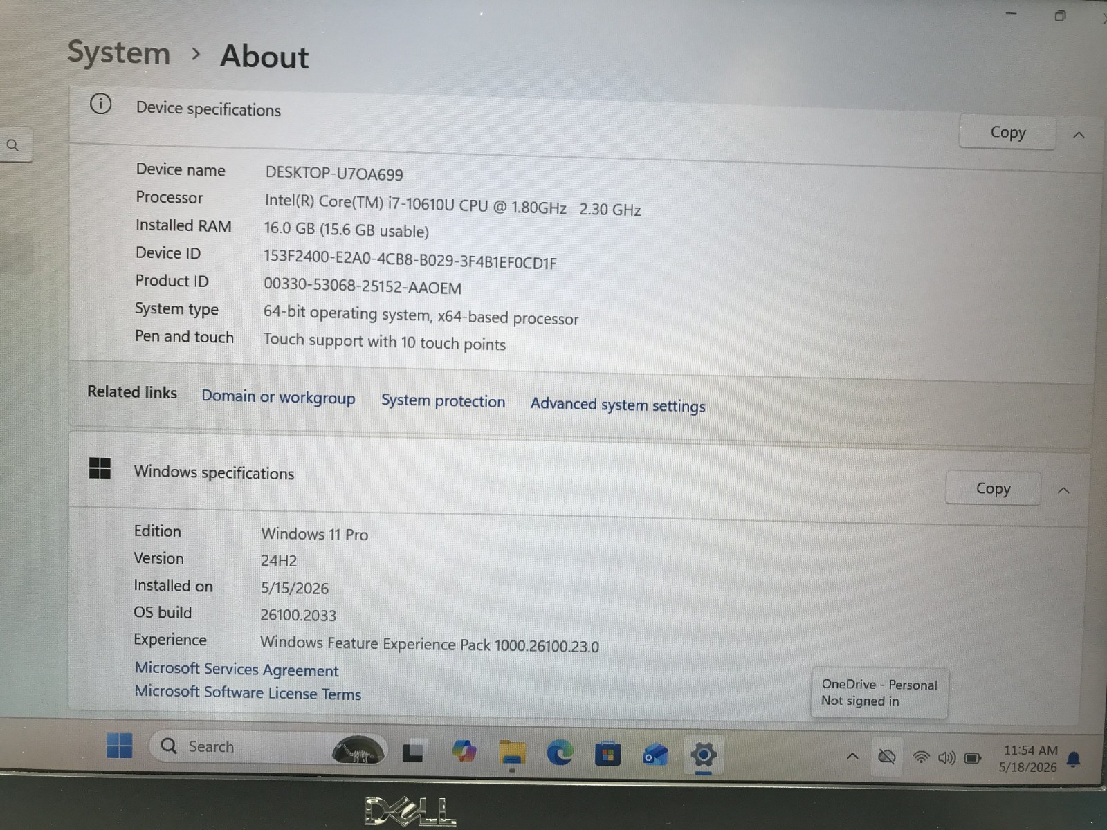 Dell Latitude 5410 14″ Touch i7-10610U 1.80GHZ 16GB RAM 256GB SSD Windows 11 Pro