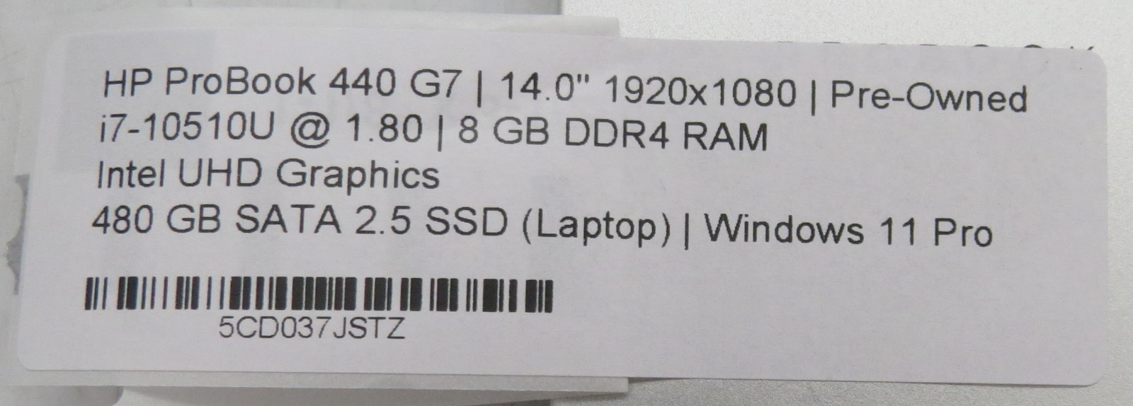 HP ProBook 440 G7 _ i7-10510U @ 1.8 _ 8GB RAM _ 480GB SSD _ W11P