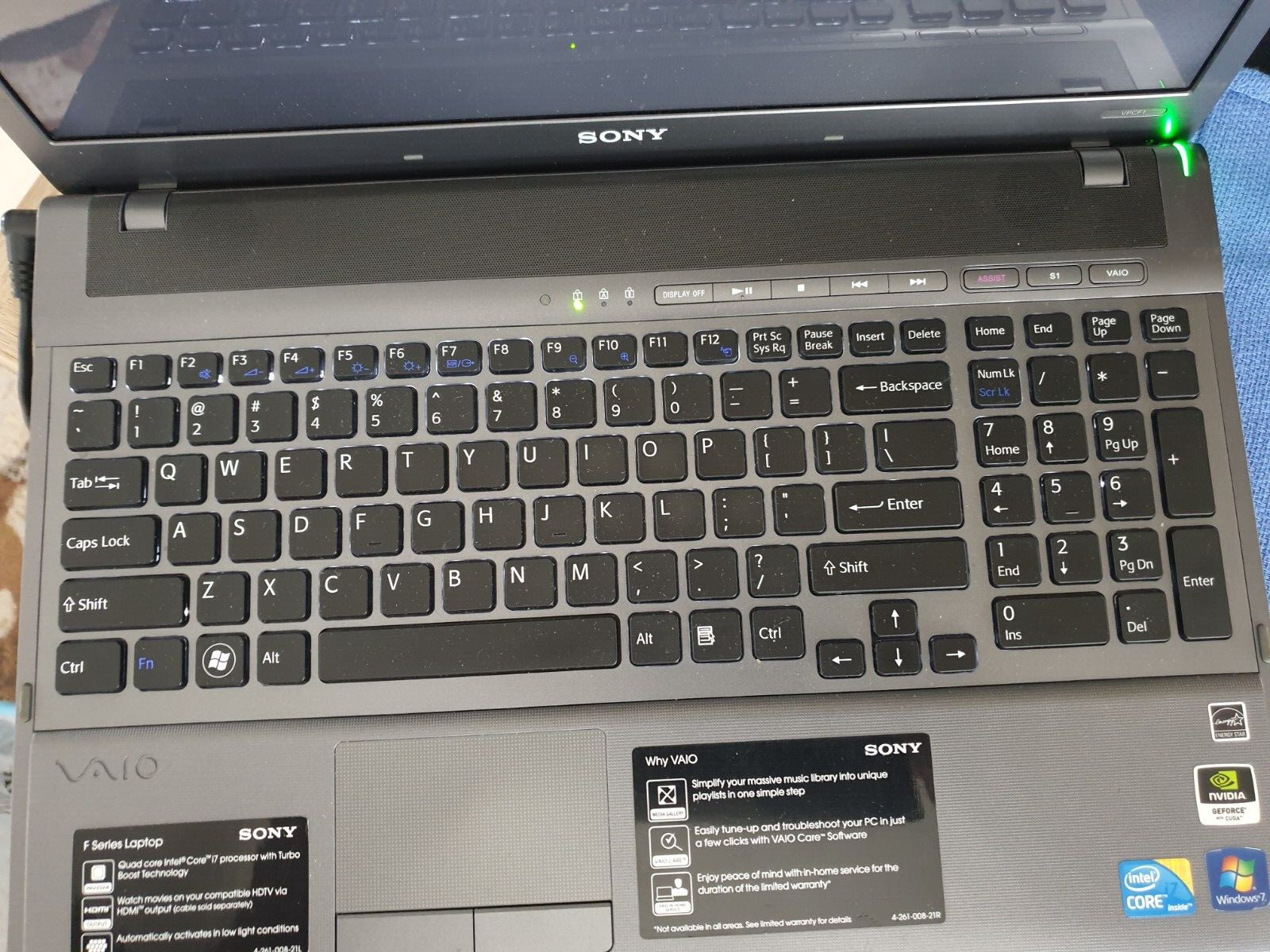 Sony VAIO INTEL CORE I7-Q740 1.73 GHz 16.4IN 240 SSD 8GB Ram Win10 Nvidia G310M