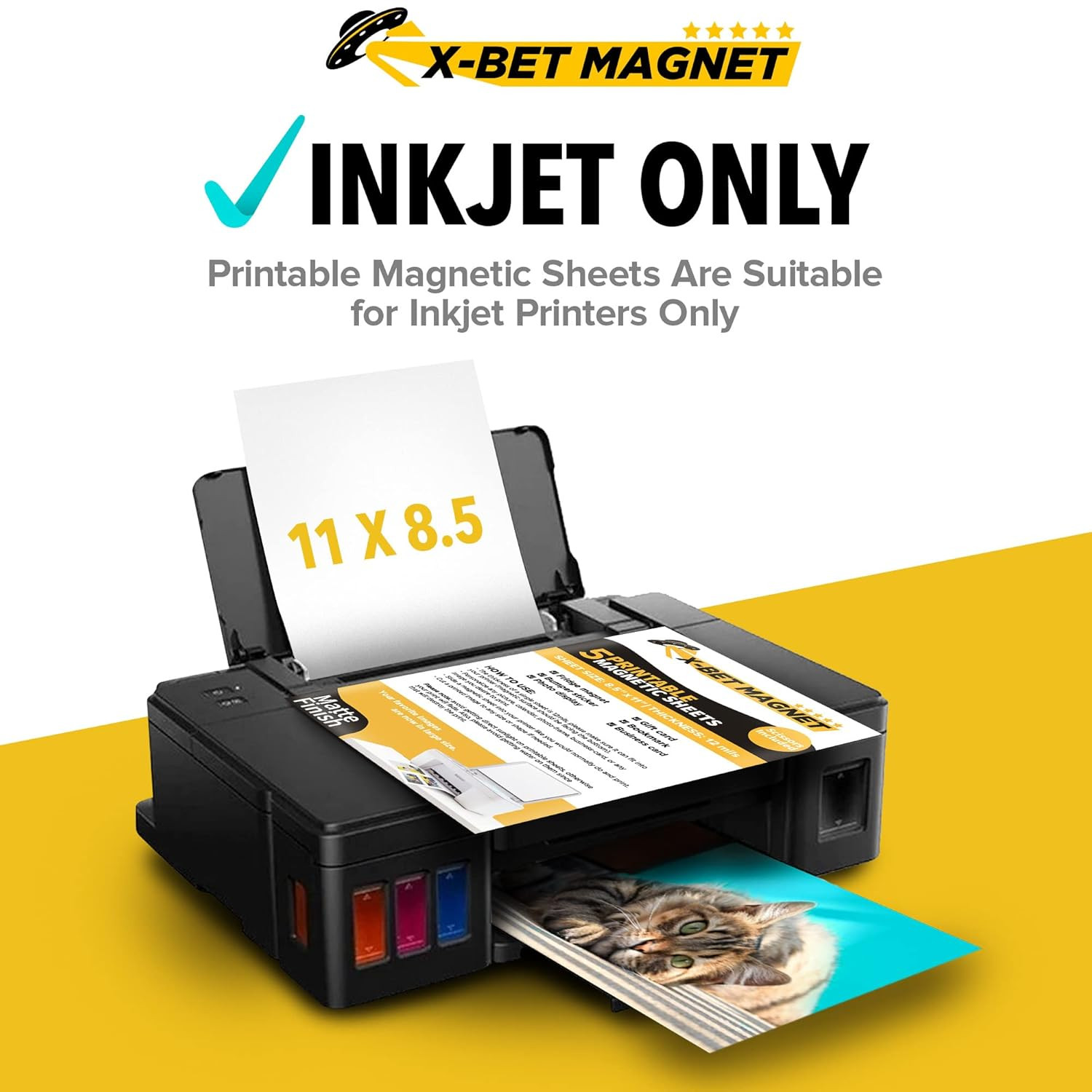Printable Magnetic Sheets 5 Pcs Glossy (8.5″X11″/22X28Cm) – Inkjet-Optimized Fle