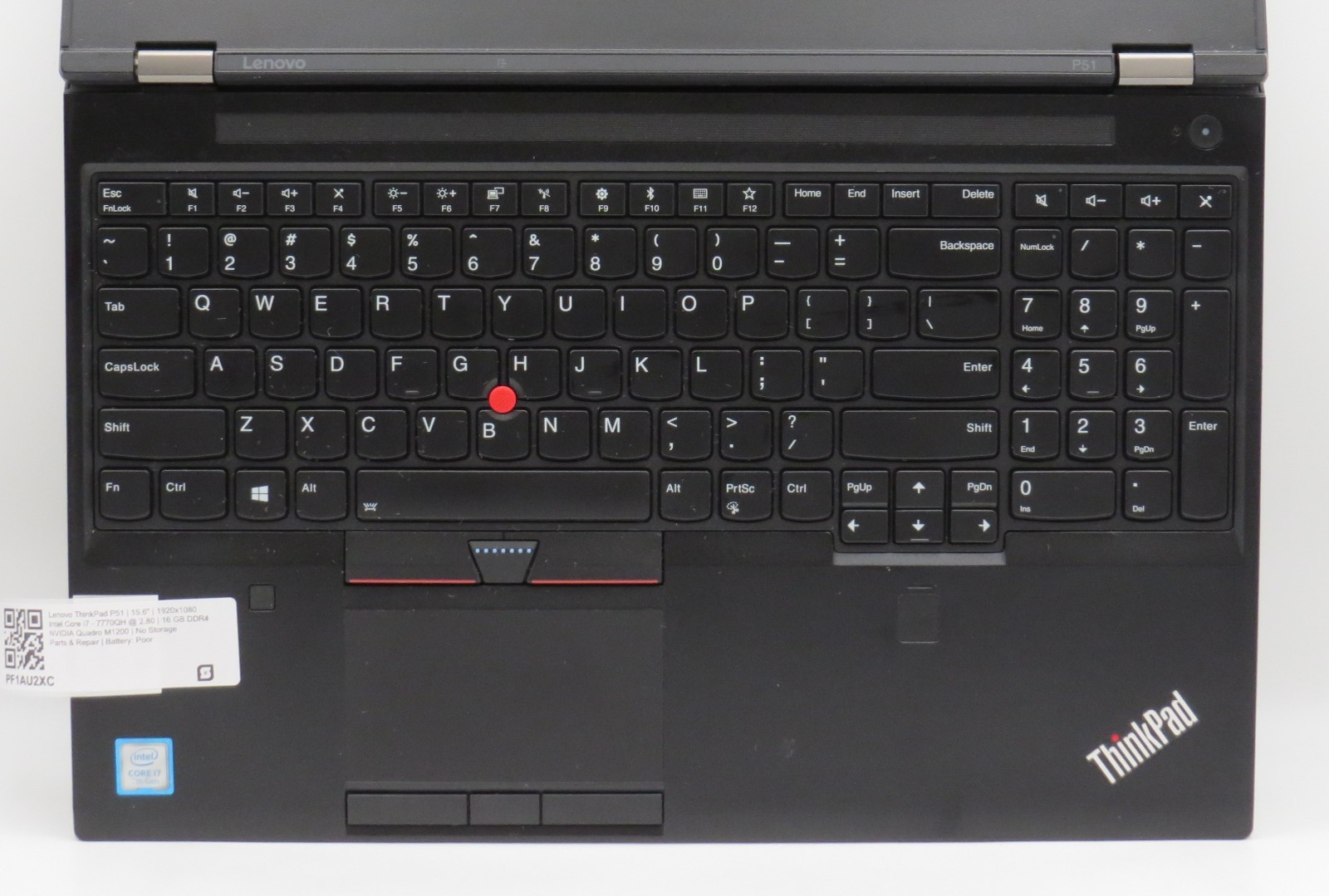 Lenovo ThinkPad P51 | I7-7770QH @ 2.8GHz | 16GB DDR4 | 15.6″ | NO HD/OS | READ