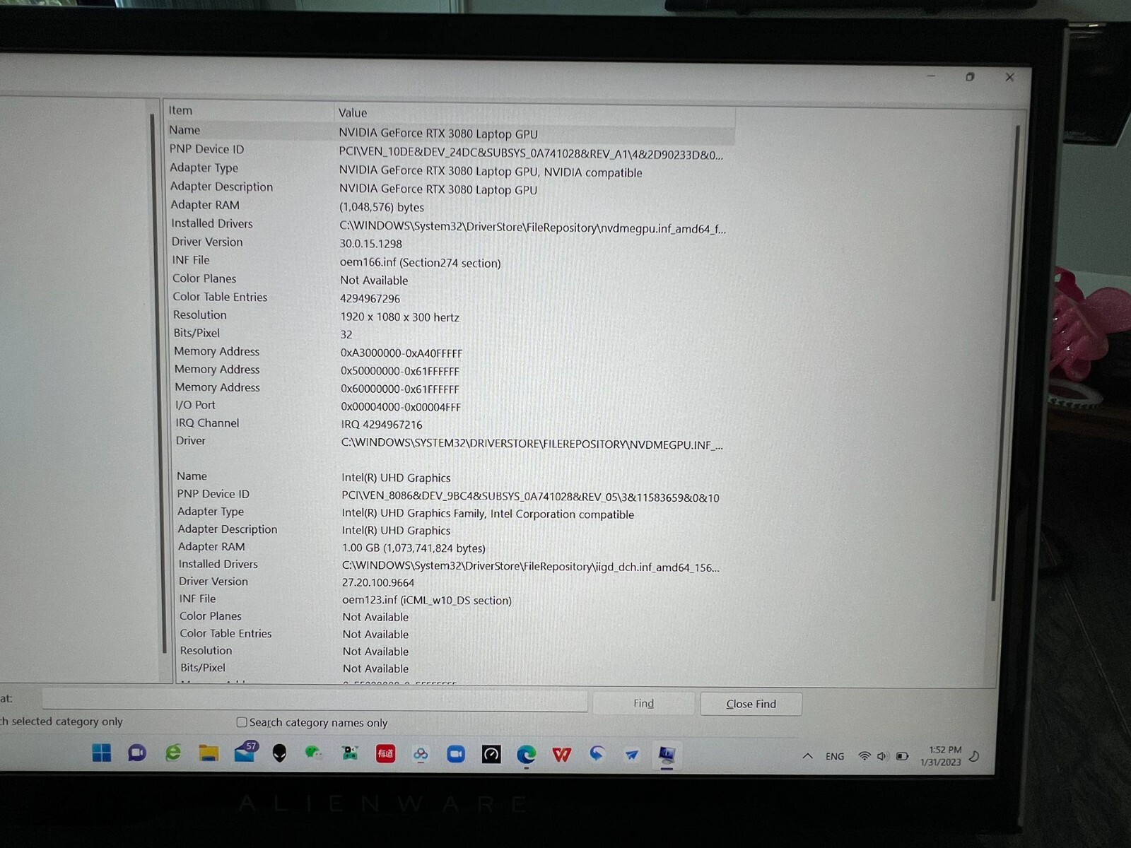Alienware M15 R4 (Core i7-10870H 2.2GHz, RTX 3080, 300Hz, 1TB SSD, 32GB RAM)