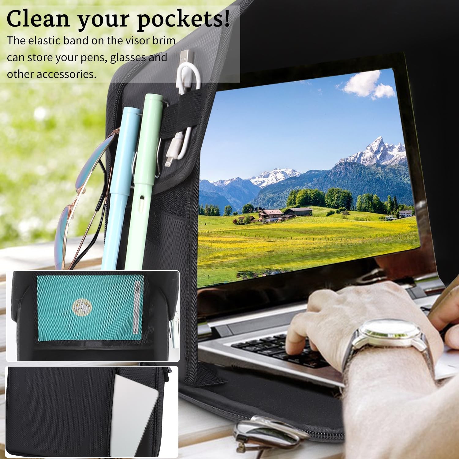 Foldable Laptop Sunshade Cover for 15-16” Laptops – Sun Glare Protection Hood