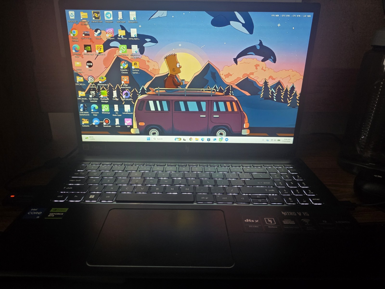 Acer Nitro V 15 15.6″ Gaming Laptop i5 16GB RTX 2050 SSD Win 11 Black