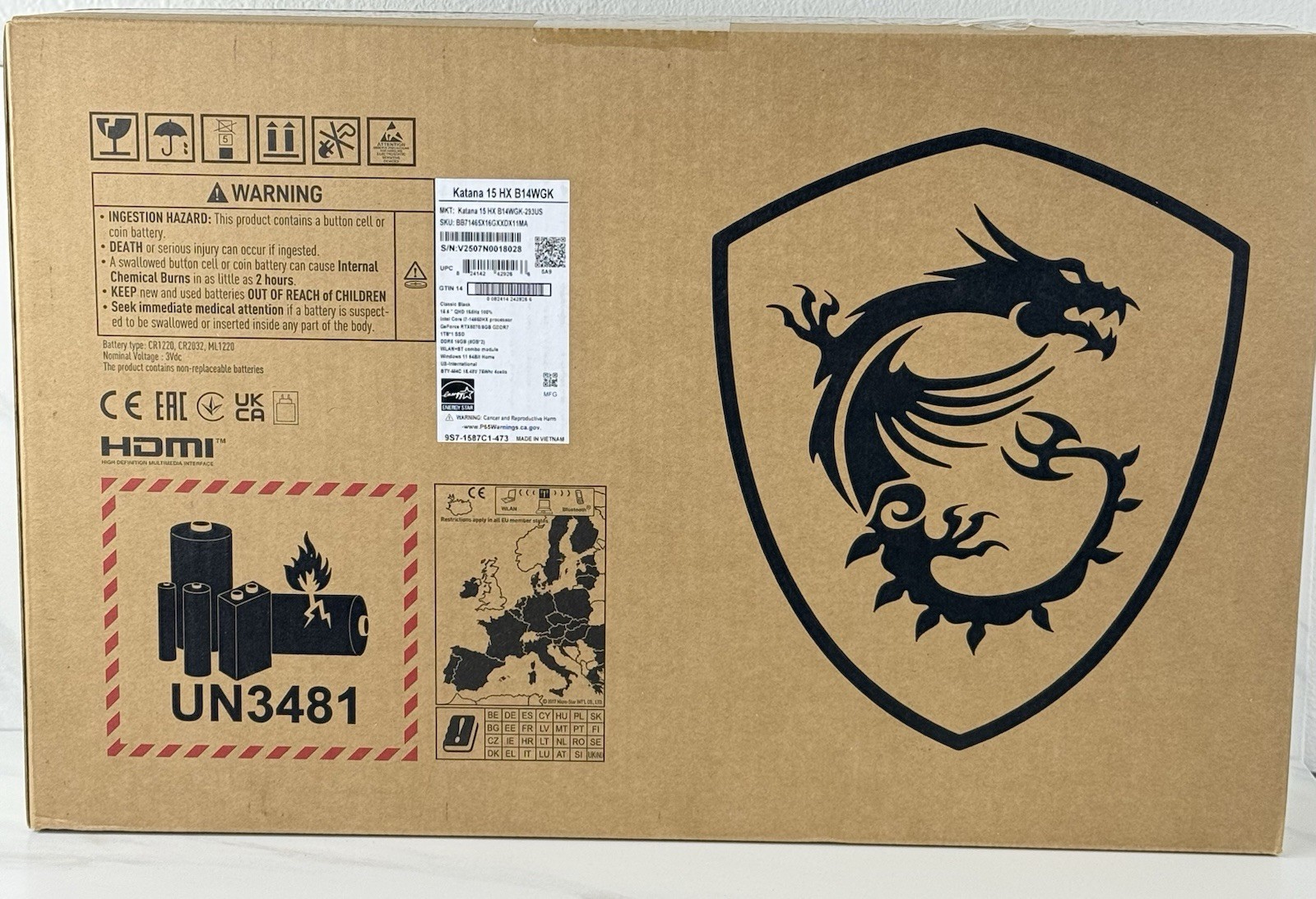 MSI Katana 15 HX B14WGK-293US 15.6″ Gaming Laptop i7-14650HX 5070 16GB 1TB