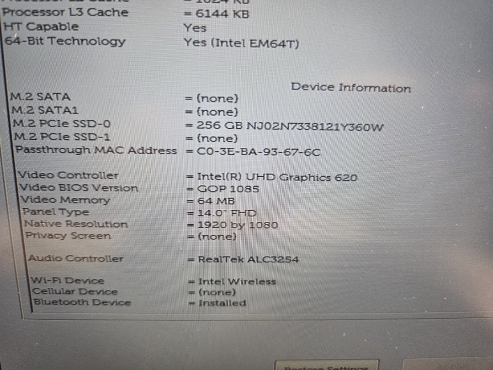 Dell Latitude 7400 14″ 256GB SSD Intel Core i5-8365U 1.6GHz 8GB W11P GREAT BAT
