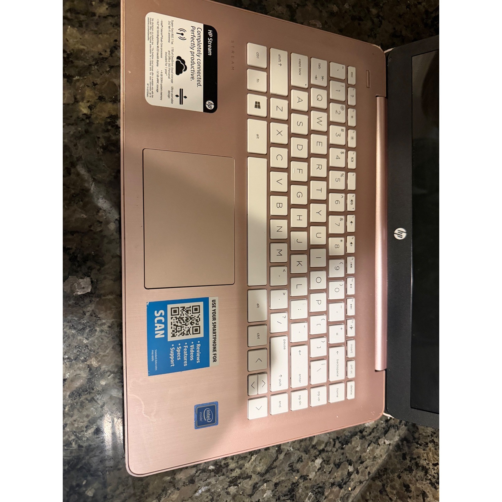 HP Stream 14 Laptop Rose Pink Intel Celeron 4GB RAM 32GB eMMC Untested Parts