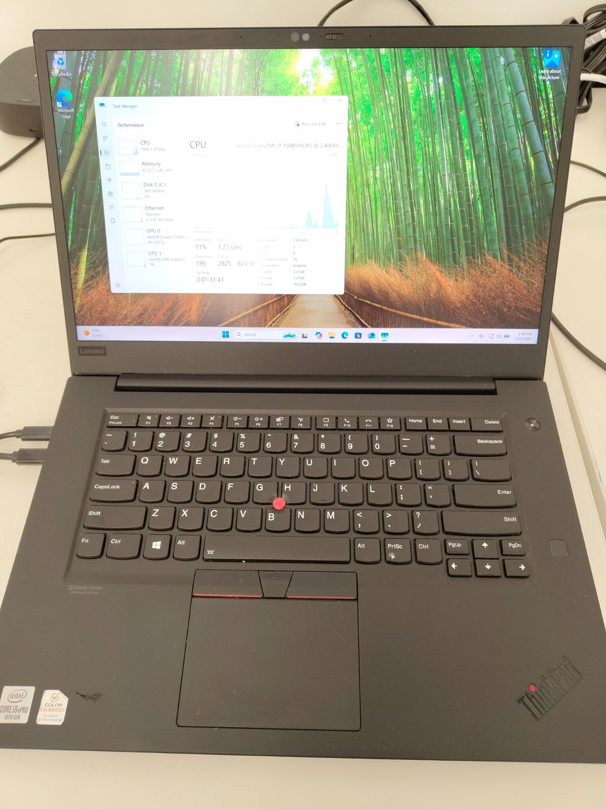 Lenovo ThinkPad P1 Gen 3 i9-10885H 32GB 15.6″ 1TB 1920×1080 NVIDIA T2000