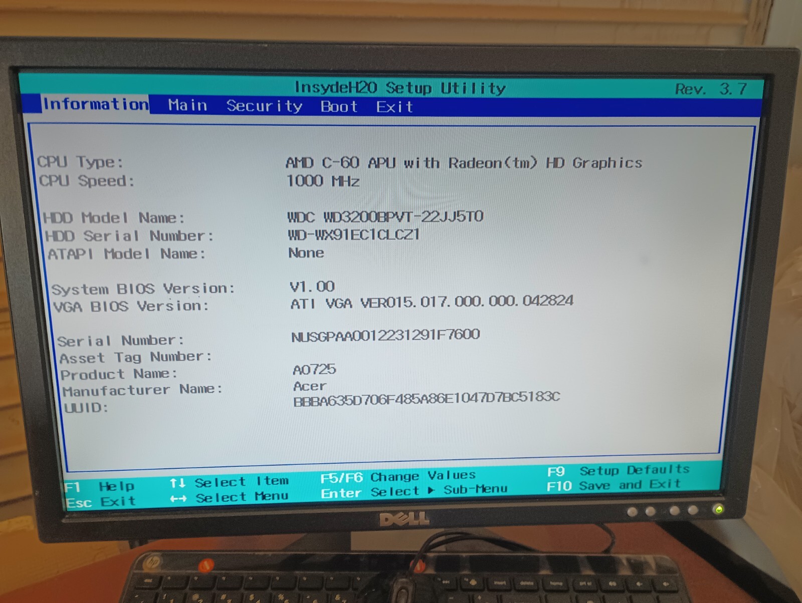 Acer Aspire One 725-0802 AMD C60 2GB RAM 320 HDD 11.6″ Laptop FOR REPAIRS/PARTS