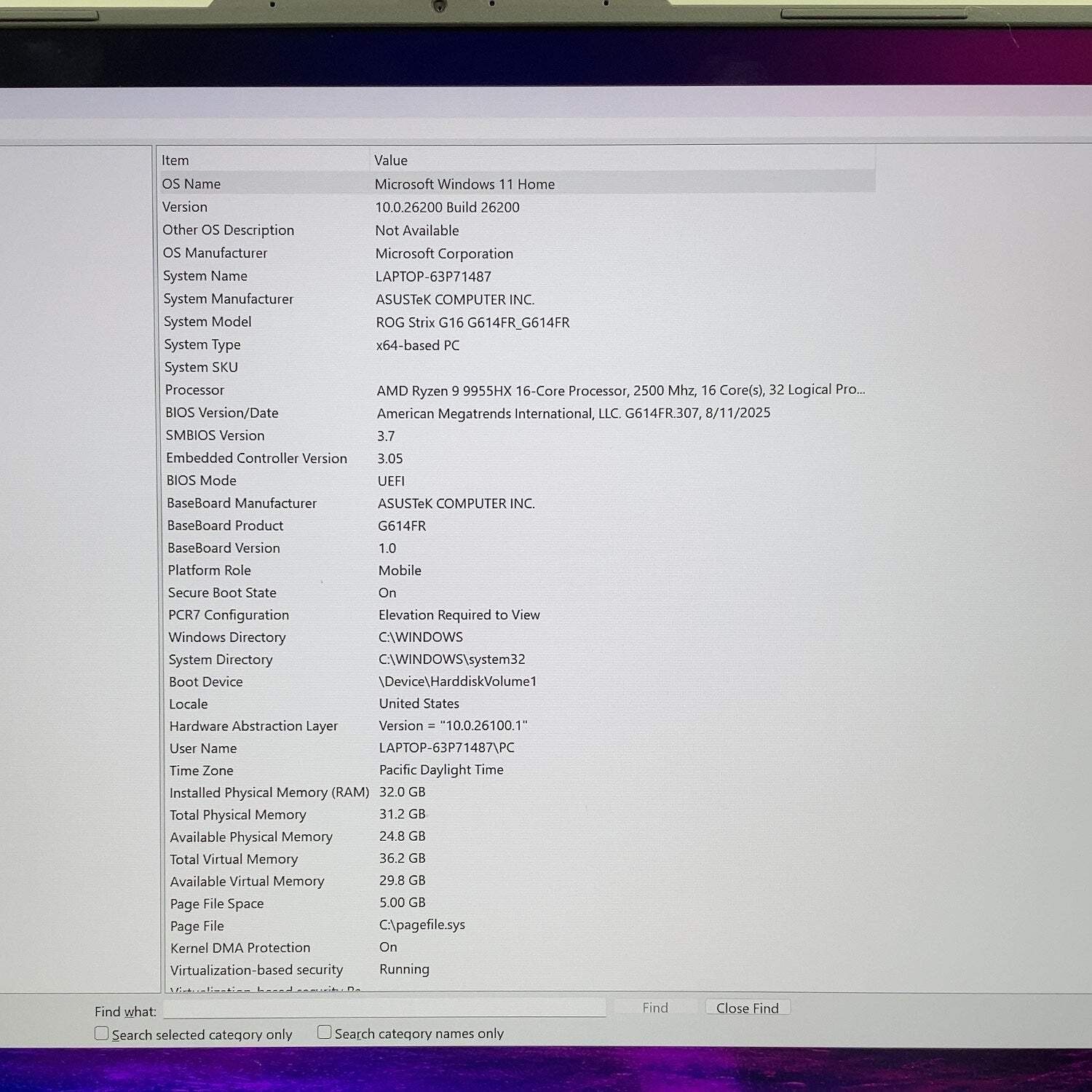 Asus ROG Strix G16 G614FR 16″ Ryzen 9 9955HX 2.5GHz 32GB RAM 1TB SSD RTX 5070 Ti