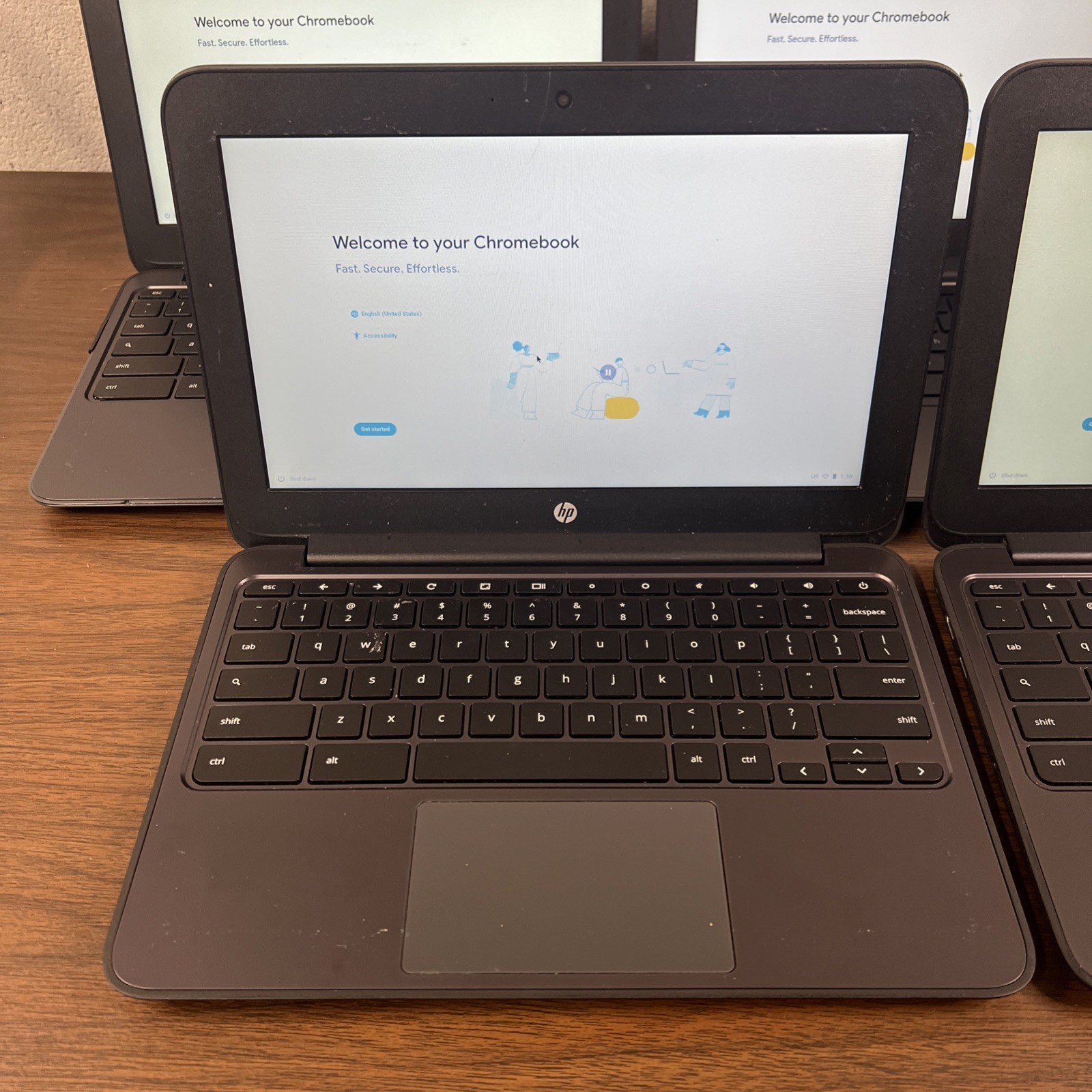 Lot Of 5 HP Chromebook 11 G5 EE | Celeron N3060 1.6GHz CPU | 4G Ram | 16G eMMC
