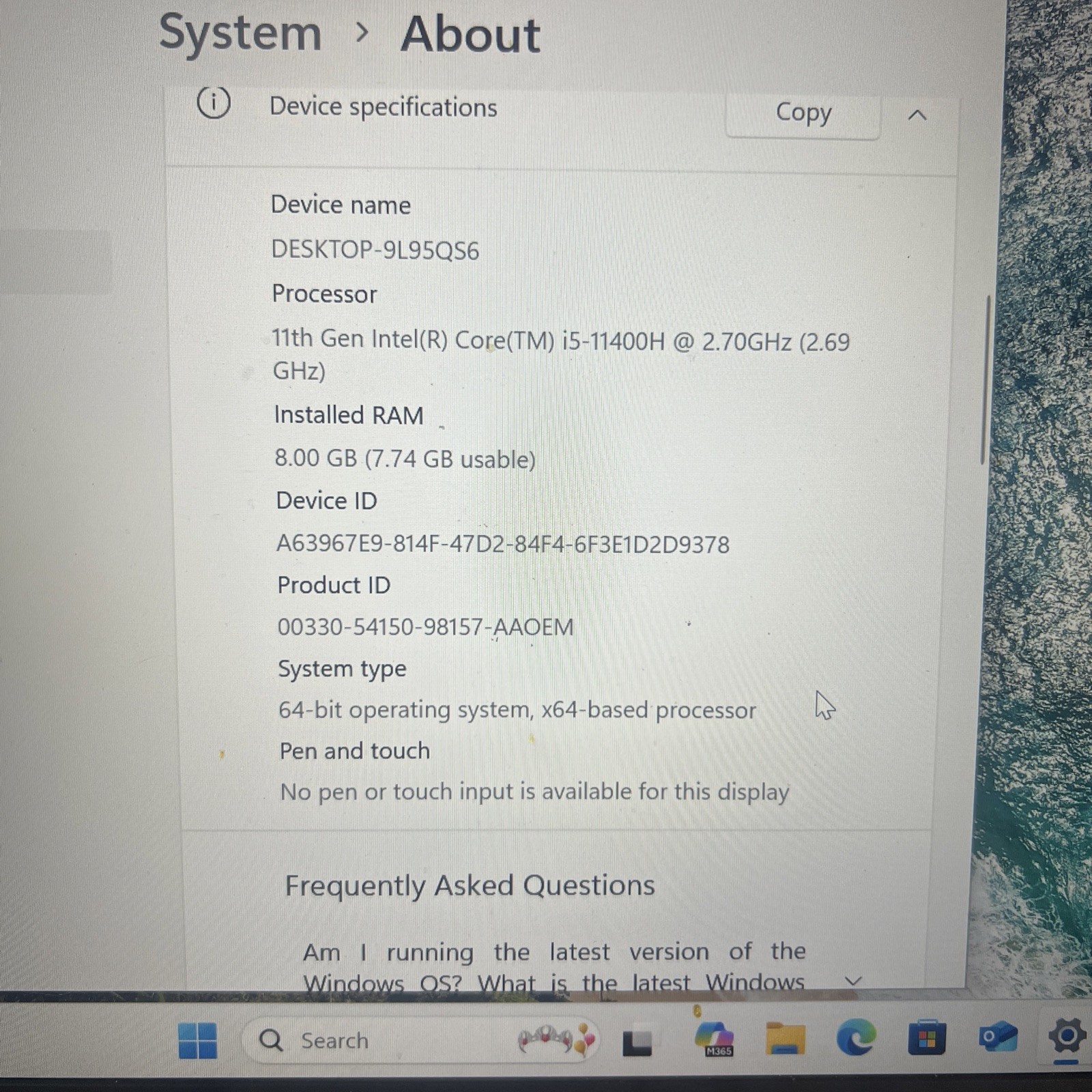 Dell Latitude 5521 15.6″ i5-11400H 2.7GHz 256GB SSD 8GB RAM W11P, DELL WARRANTY
