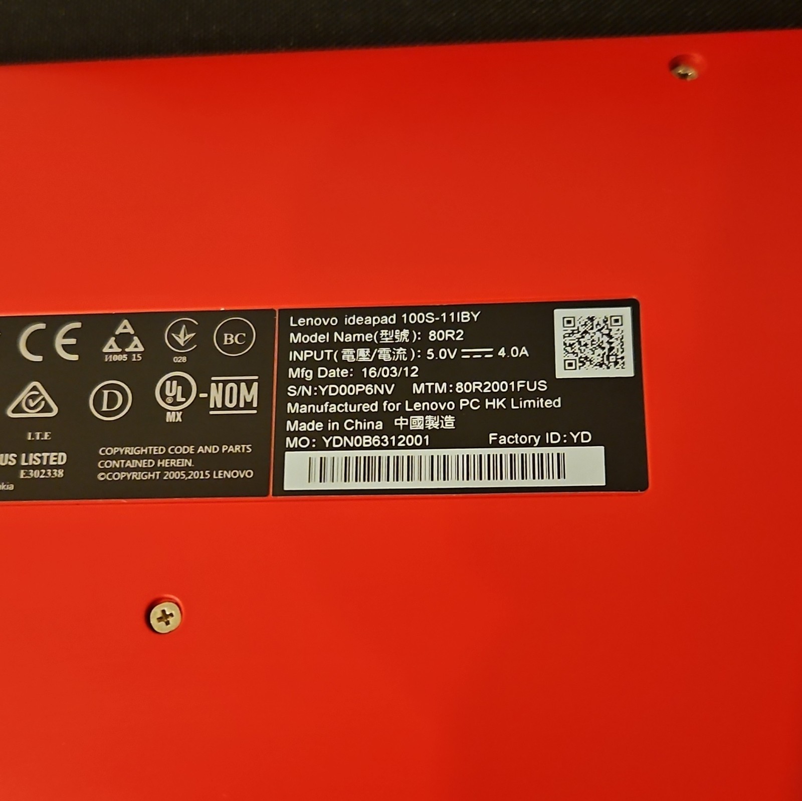 Lenovo IdeaPad 100S-11IBY 11in Intel 1.44GHz 2GB 32GB eMMC Windows Red