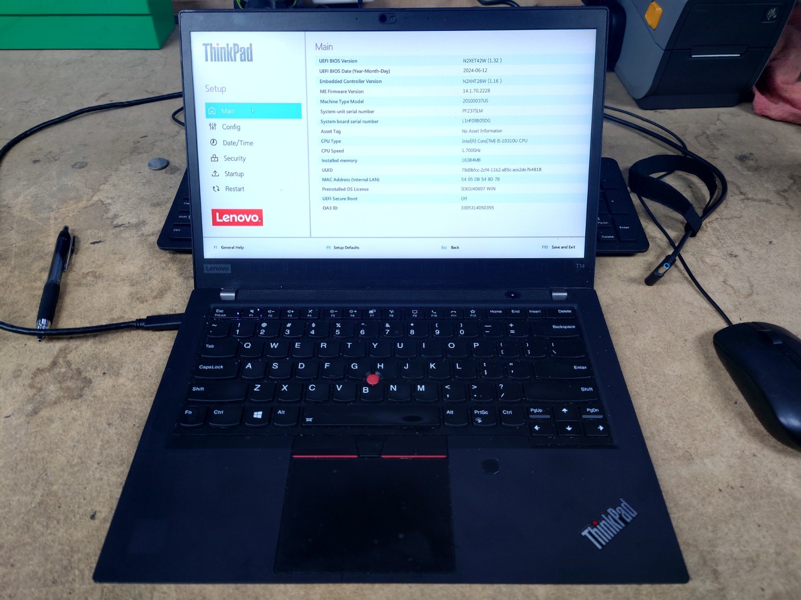 Lenovo ThinkPad T14 Gen 1 14″ FHD i5-10310U 16GB RAM 256GB SSD No OS