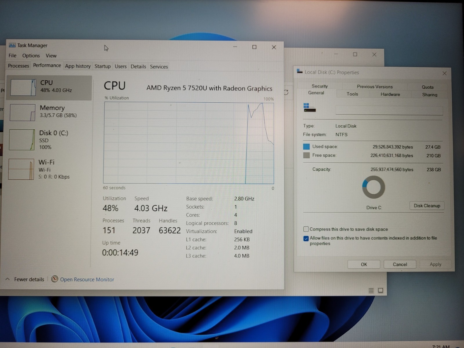 Lenovo ideapad 1 15AMN7 15.6″touch rayzen5 7520u 8gb ram 256gb ssd w11p MP2MKTE2