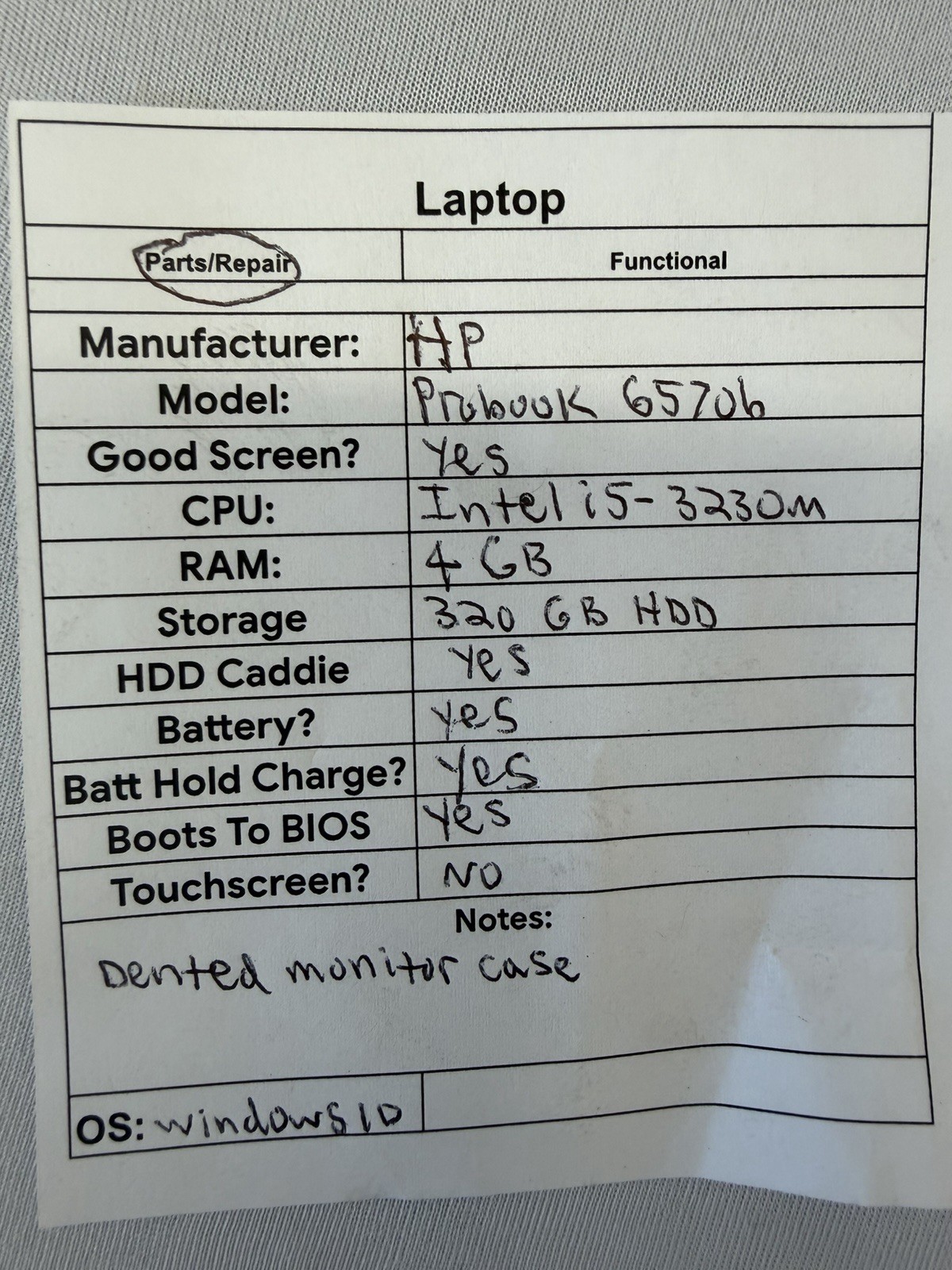 HP Probook 657ob Laptop – Good Screen – Intel i5-3230M – RAM 4 GB – Read Des