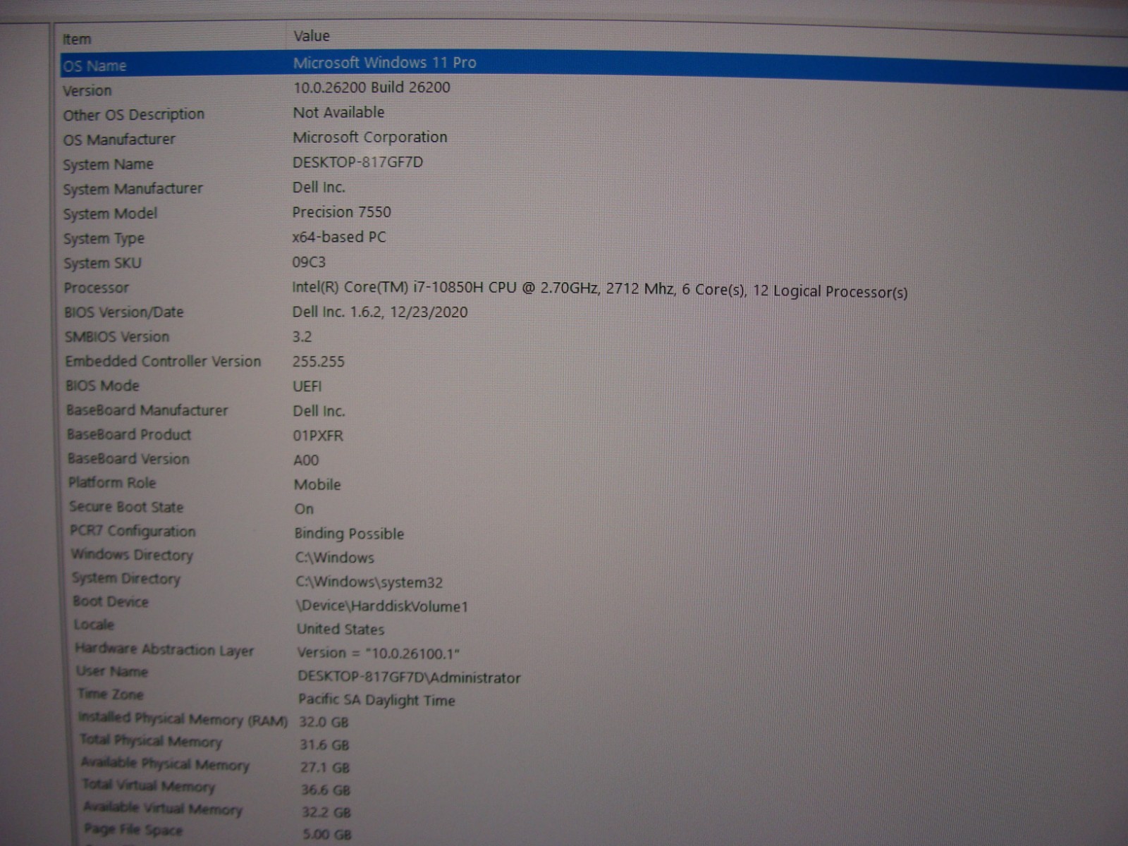 Dell Precision 7550 Workstation i7-10850H 2.7GHz 15.6″ FHD 32GB 512GB T2000 +PA