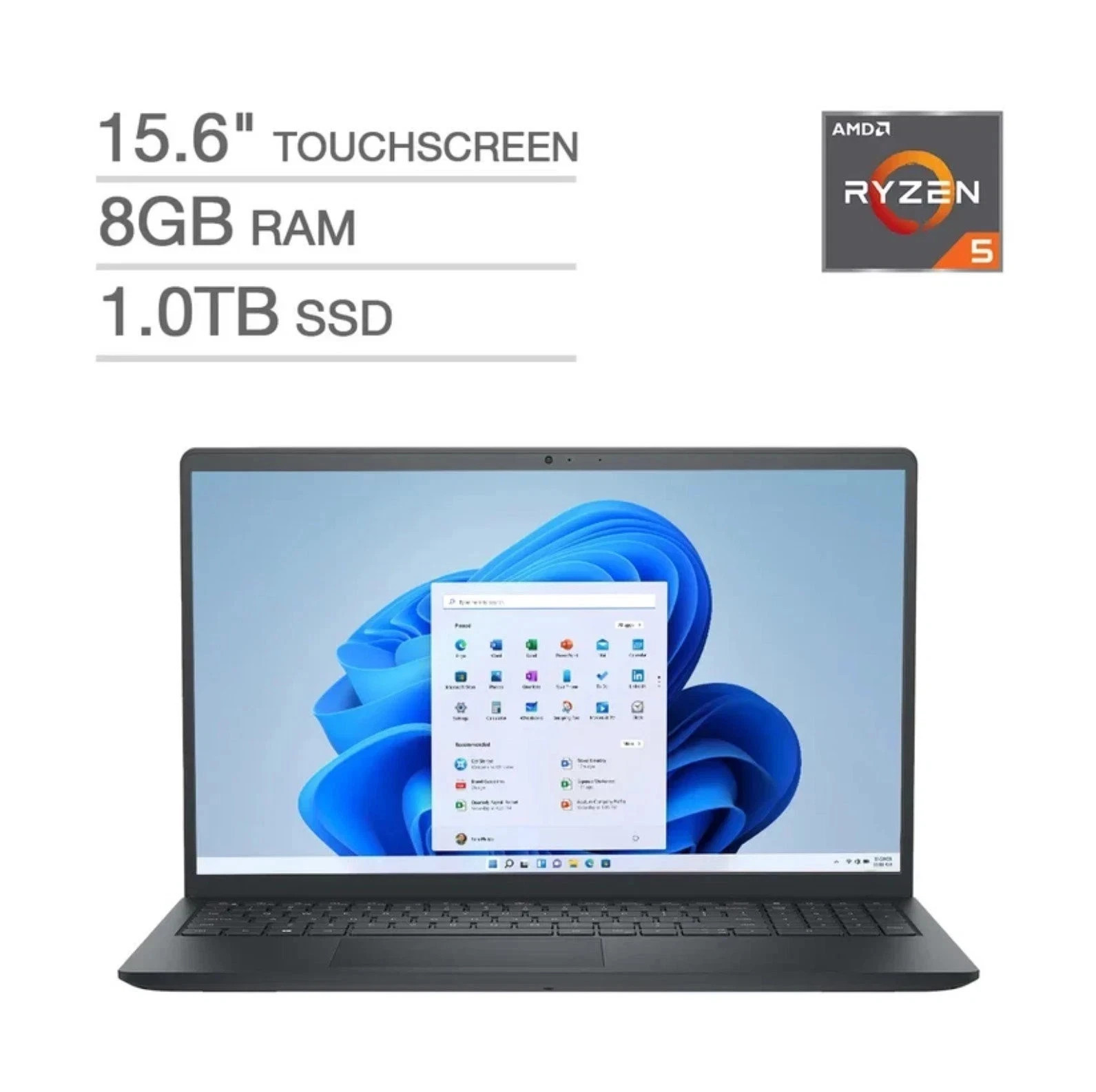 Dell Inspiron 15.6″ FHD Touchscreen Laptop AMD Ryzen 5 7530U 8GB RAM 1TB SSD