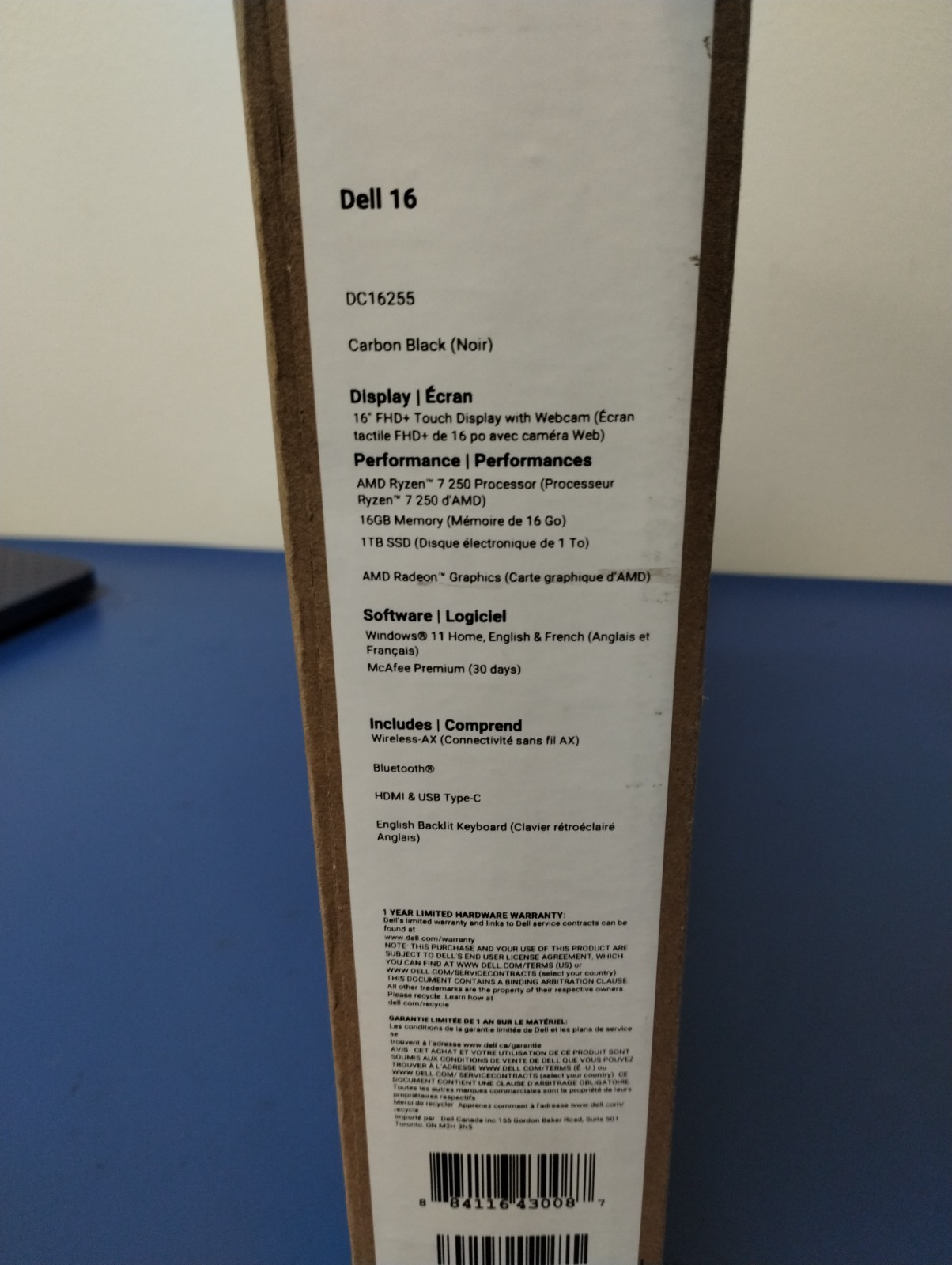 DELL 16 DC16255 WRC27, AMD Ryzen 7 250, 3.30 GHz, 16 GB RAM, 1 TB NVMe SSD