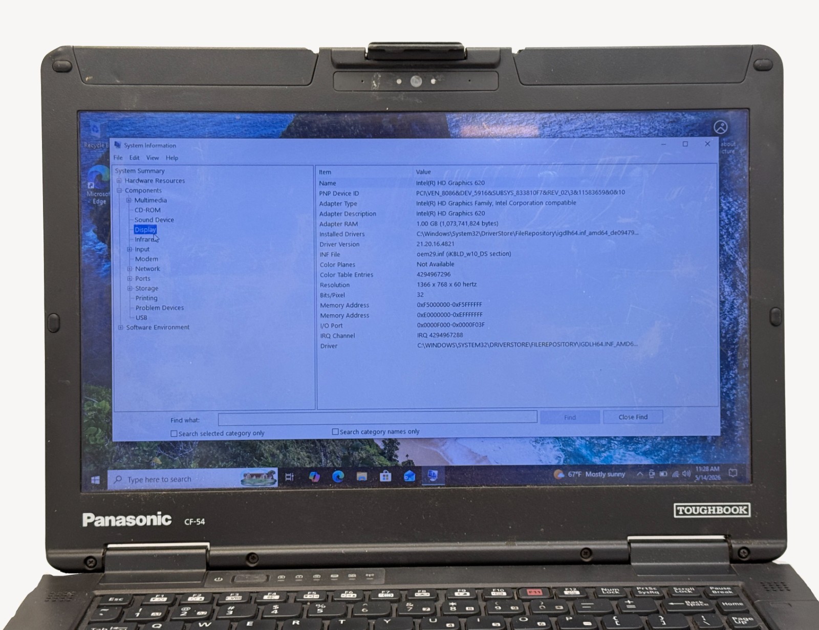Panasonic Toughbook CF-54 MK3 i5-7300u 2.6GHz 16GB RAM 128GB M.2 SSD + 240GB HDD