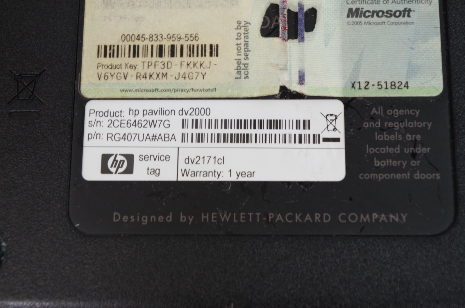 HP Pavilion dv2000 Laptop Boots to BIOS AMD Turion 1.6Ghz 1GB Ram No HD